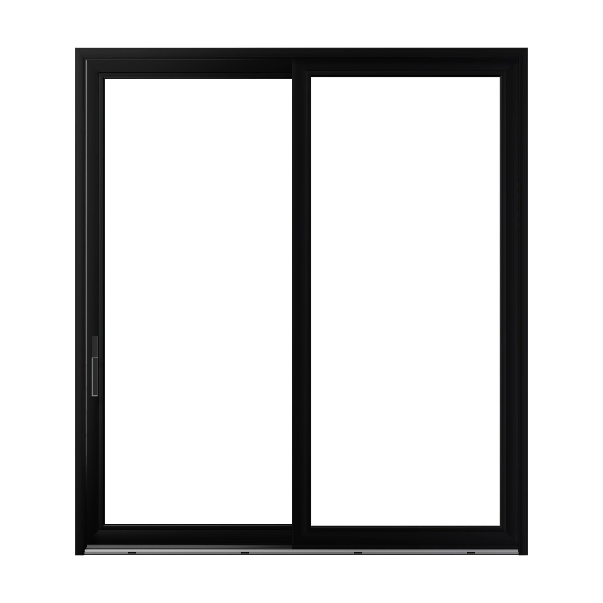Straight exterior view of Amalfi 95.5 × 107.25 inch 2-Panel LO Vinyl Sliding Patio Door — Black / White