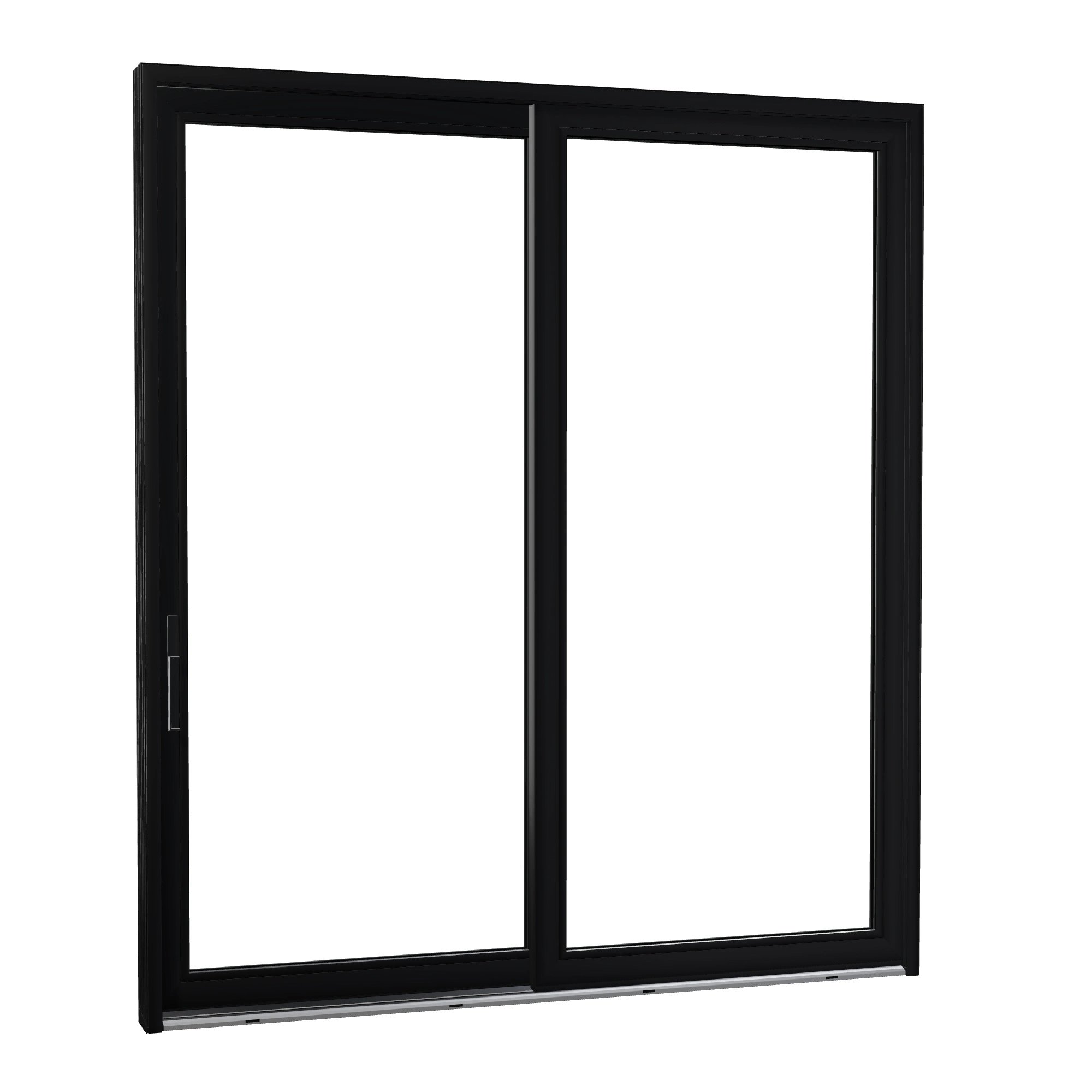 Opposite exterior angle of Amalfi 95.5 × 107.25 inch 2-Panel LO Vinyl Sliding Patio Door — Black / White