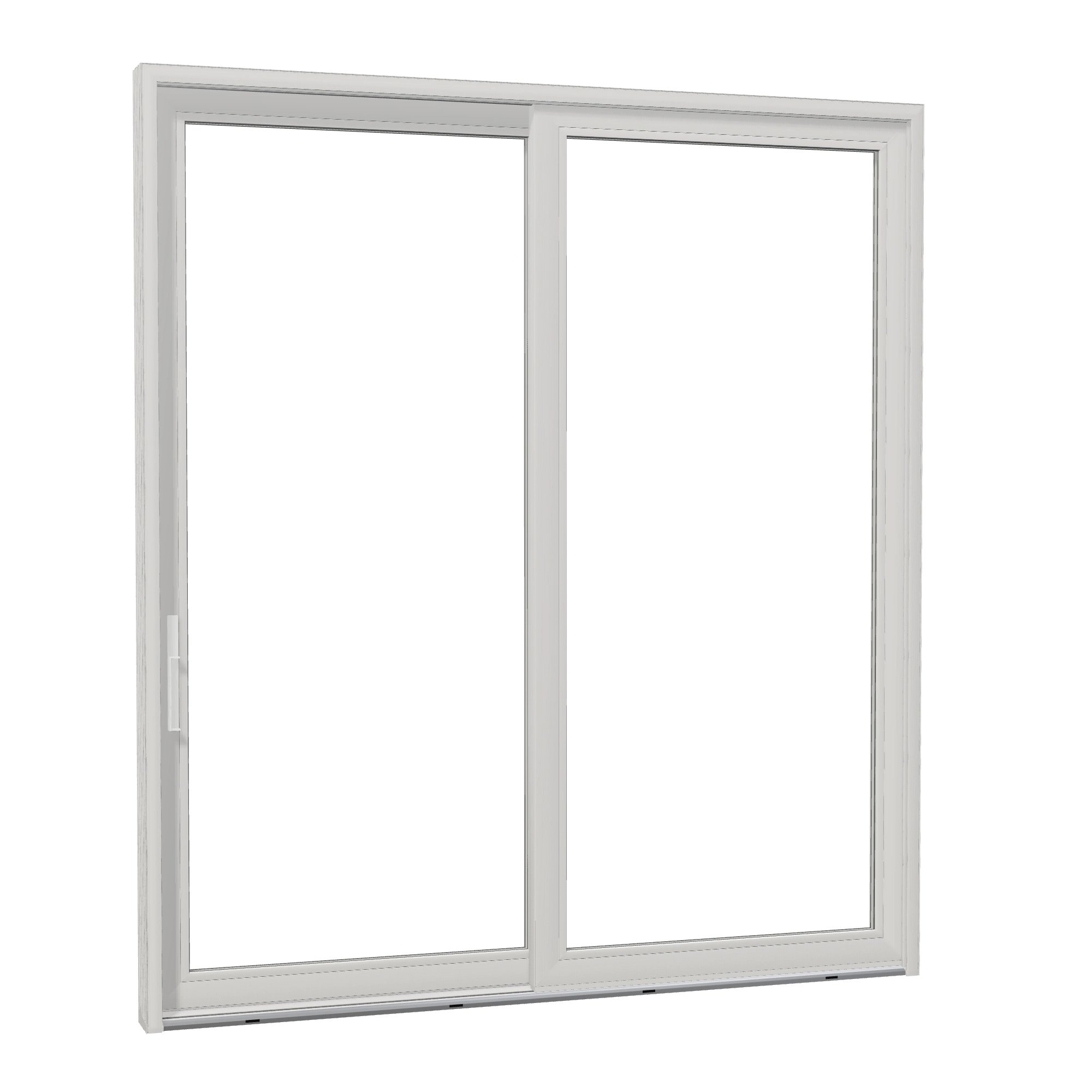 Opposite exterior angle of Amalfi 95.5 × 107.25 inch 2-Panel LO Vinyl Sliding Patio Door — White / White