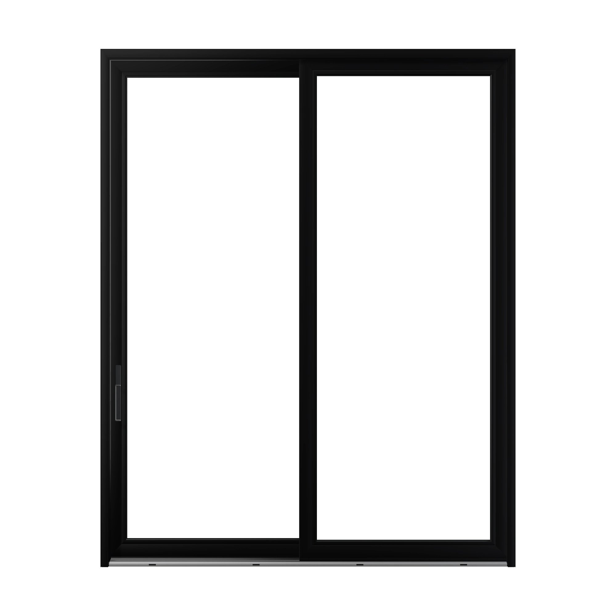 Straight exterior view of Amalfi 95.5 × 119.25 inch 2-Panel LO Vinyl Sliding Patio Door — Black / White