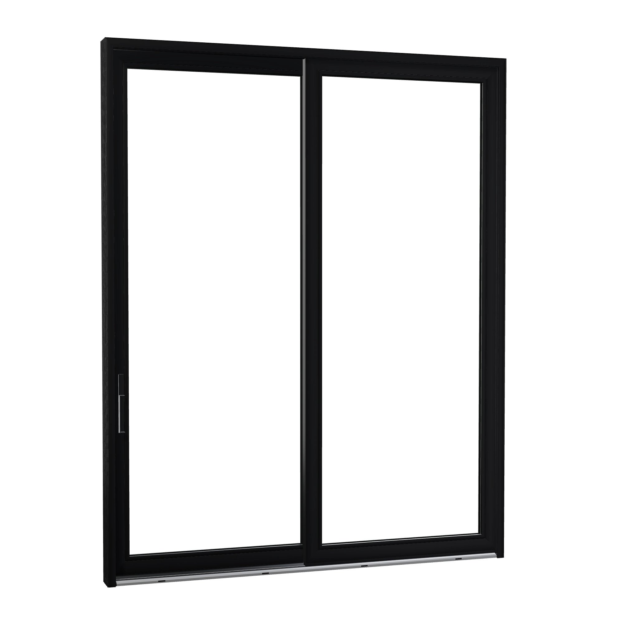 Opposite exterior angle of Amalfi 95.5 × 119.25 inch 2-Panel LO Vinyl Sliding Patio Door — Black / White