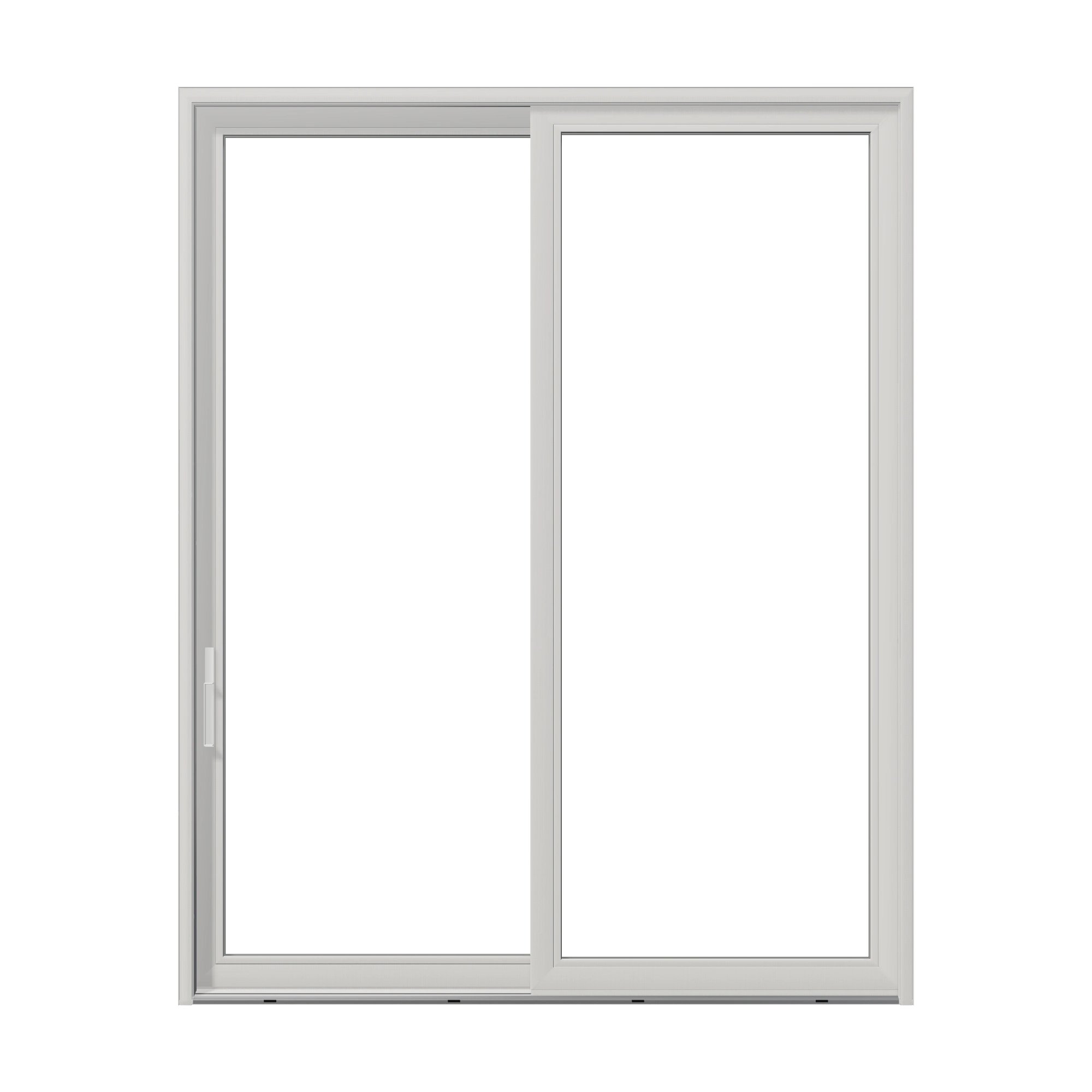 Straight exterior view of Amalfi 95.5 × 119.25 inch 2-Panel LO Vinyl Sliding Patio Door — White / White