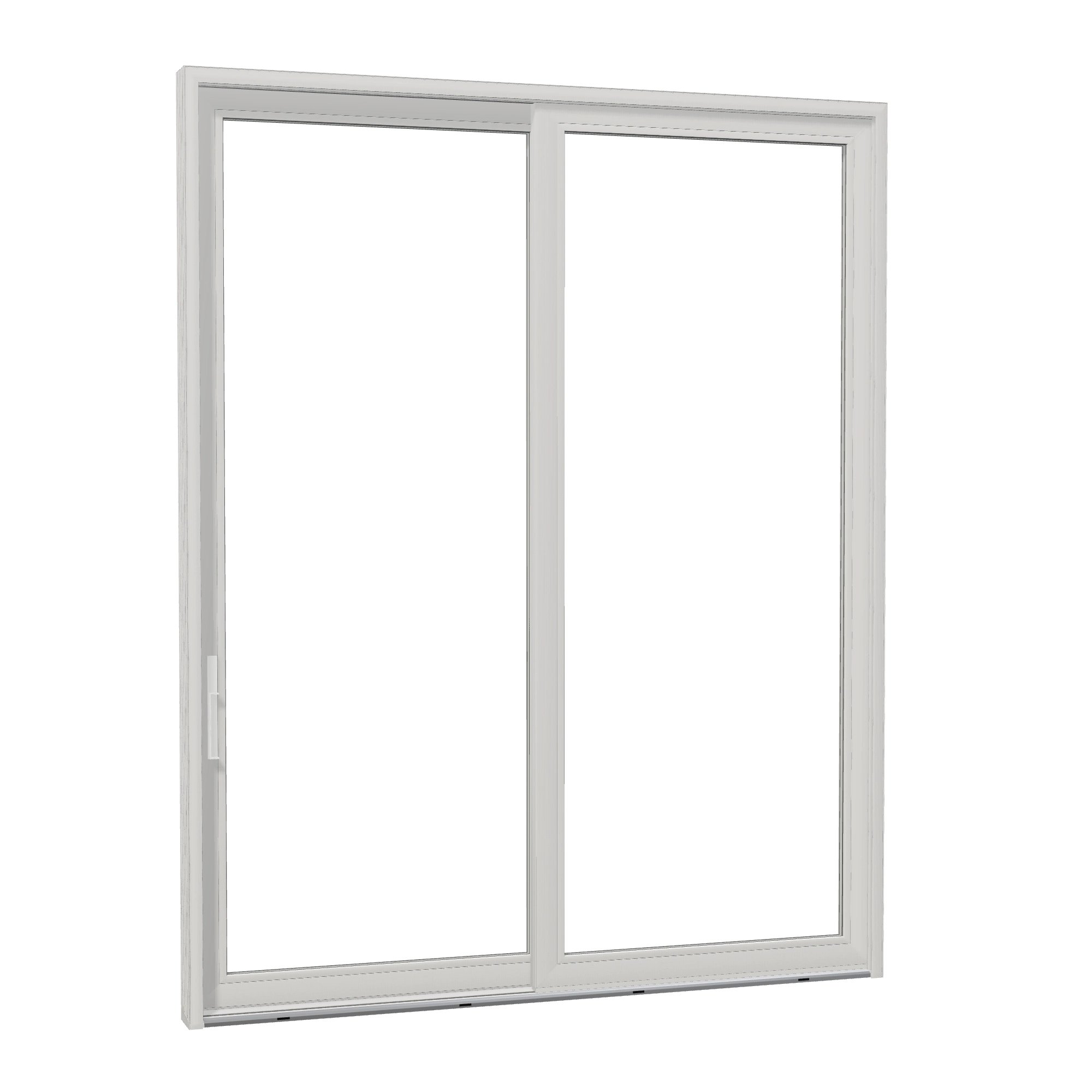 Opposite exterior angle of Amalfi 95.5 × 119.25 inch 2-Panel LO Vinyl Sliding Patio Door — White / White