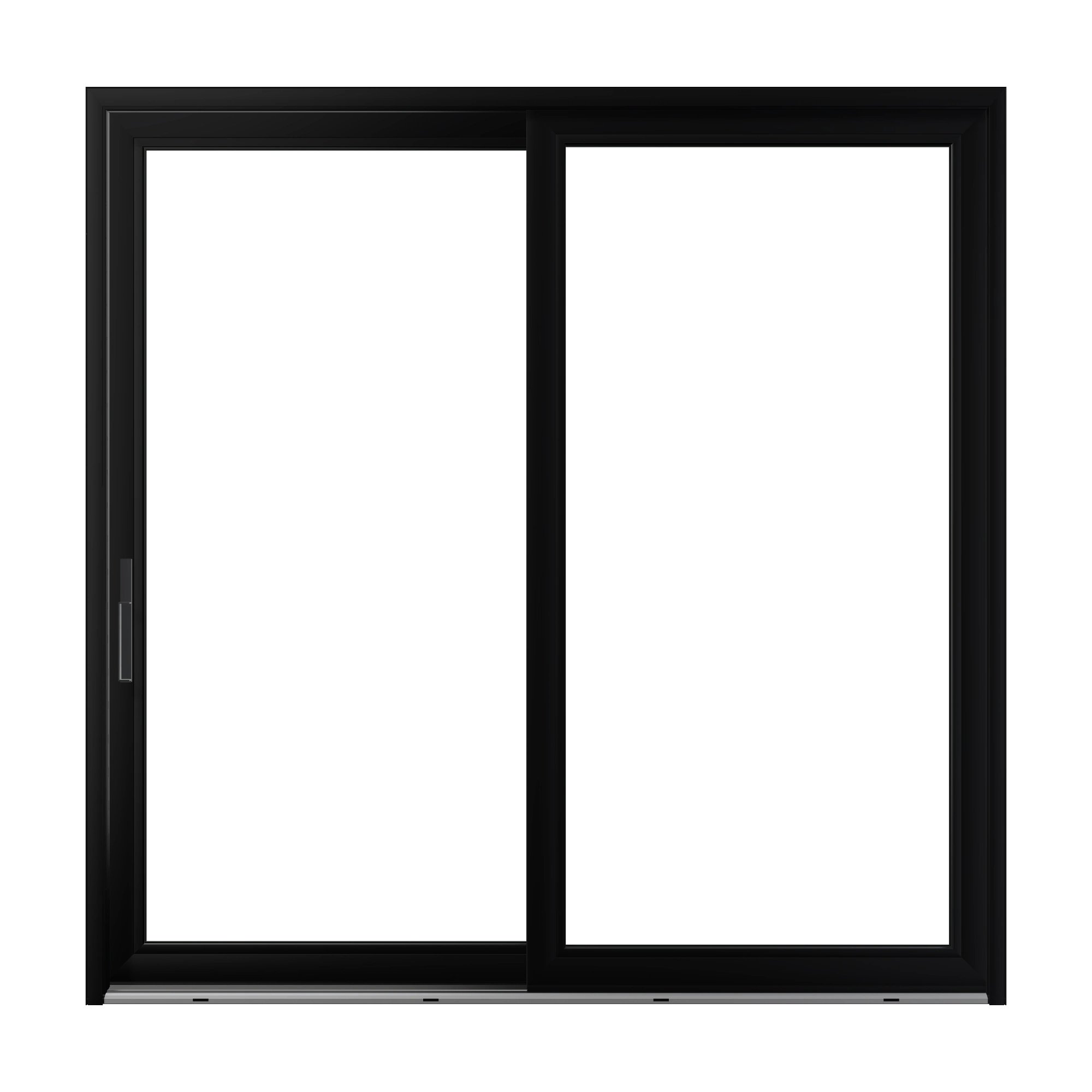 Straight exterior view of Amalfi 95.5 × 95.25 inch 2-Panel LO Vinyl Sliding Patio Door — Black / White