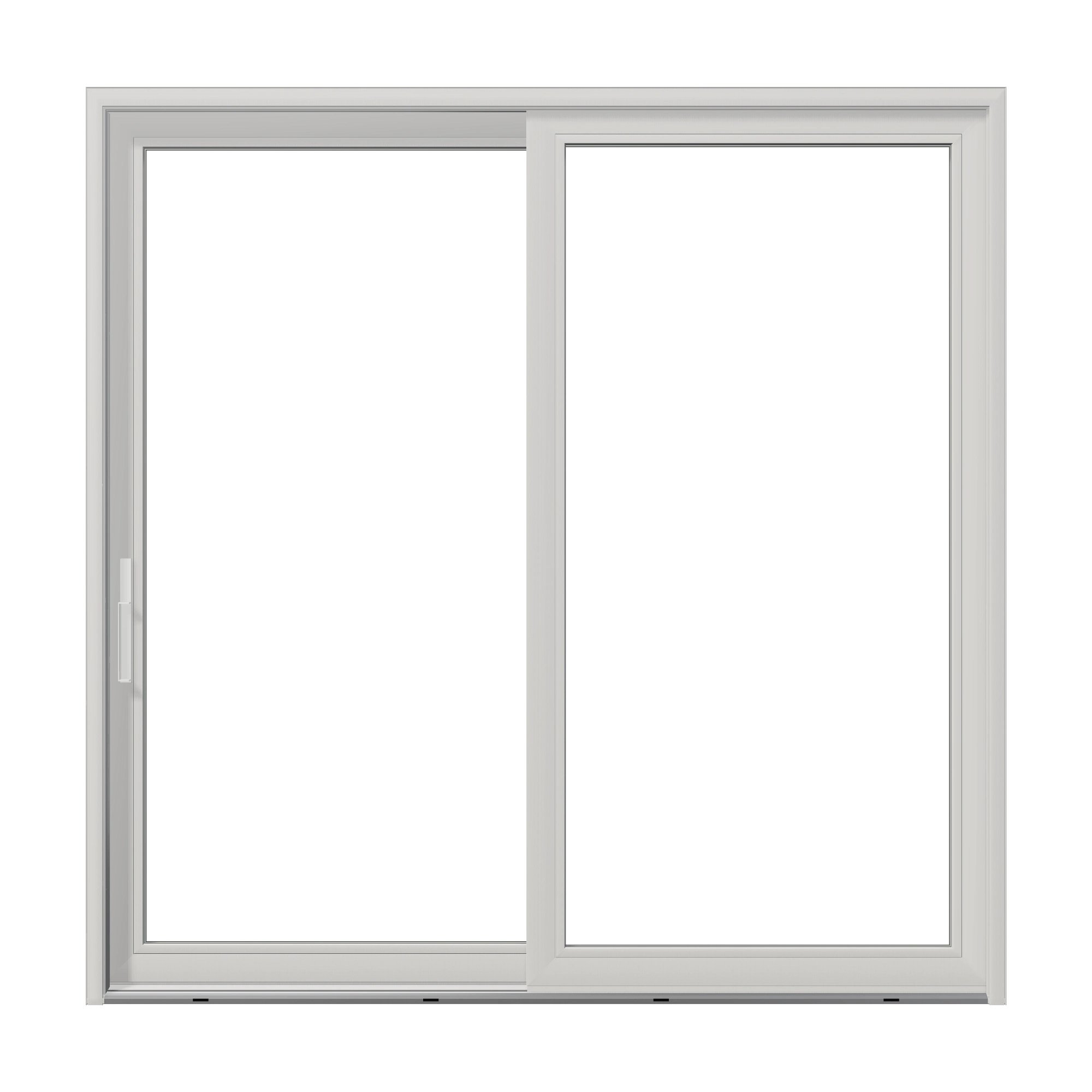 Straight exterior view of Amalfi 95.5 × 95.25 inch 2-Panel LO Vinyl Sliding Patio Door — White / White