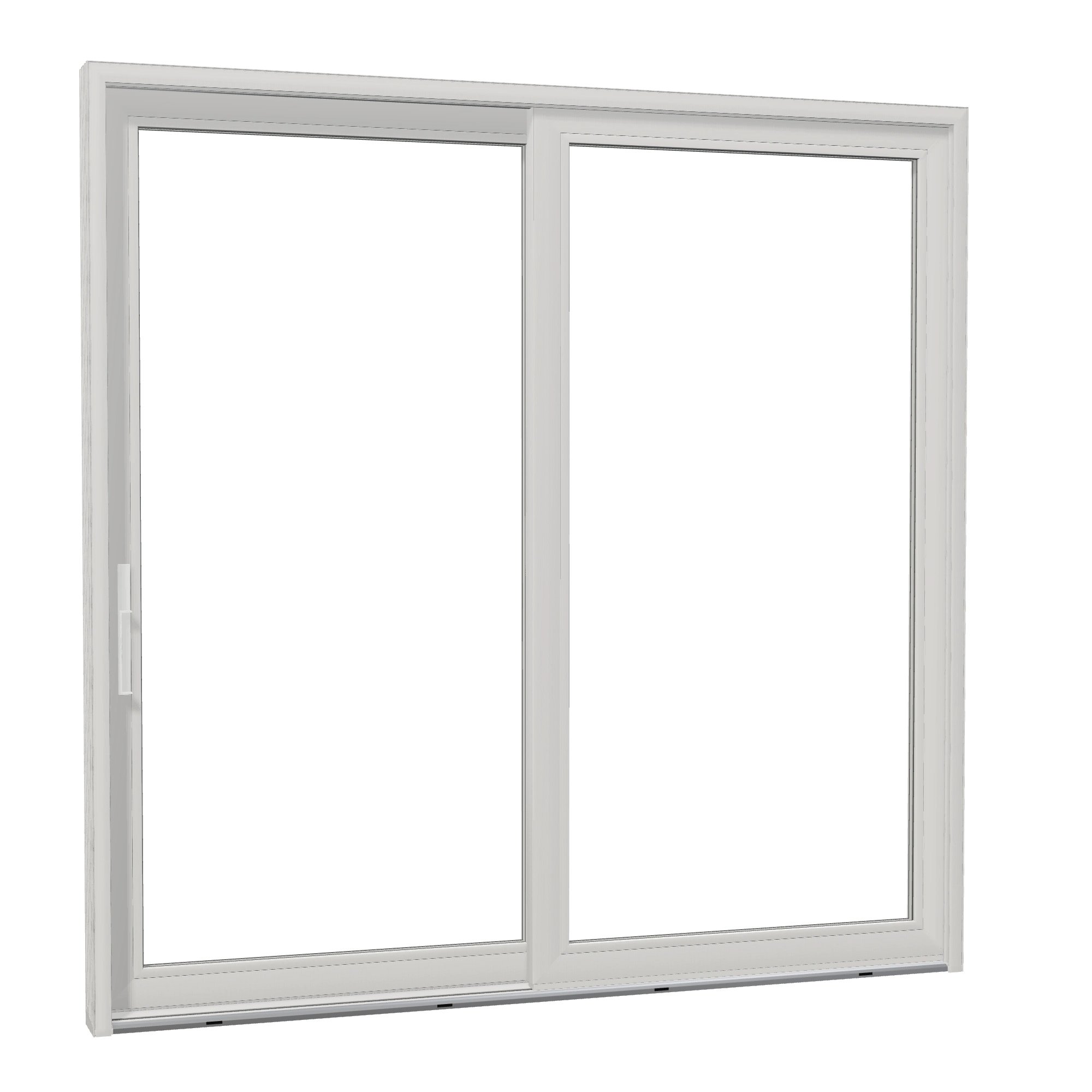 Opposite exterior angle of Amalfi 95.5 × 95.25 inch 2-Panel LO Vinyl Sliding Patio Door — White / White