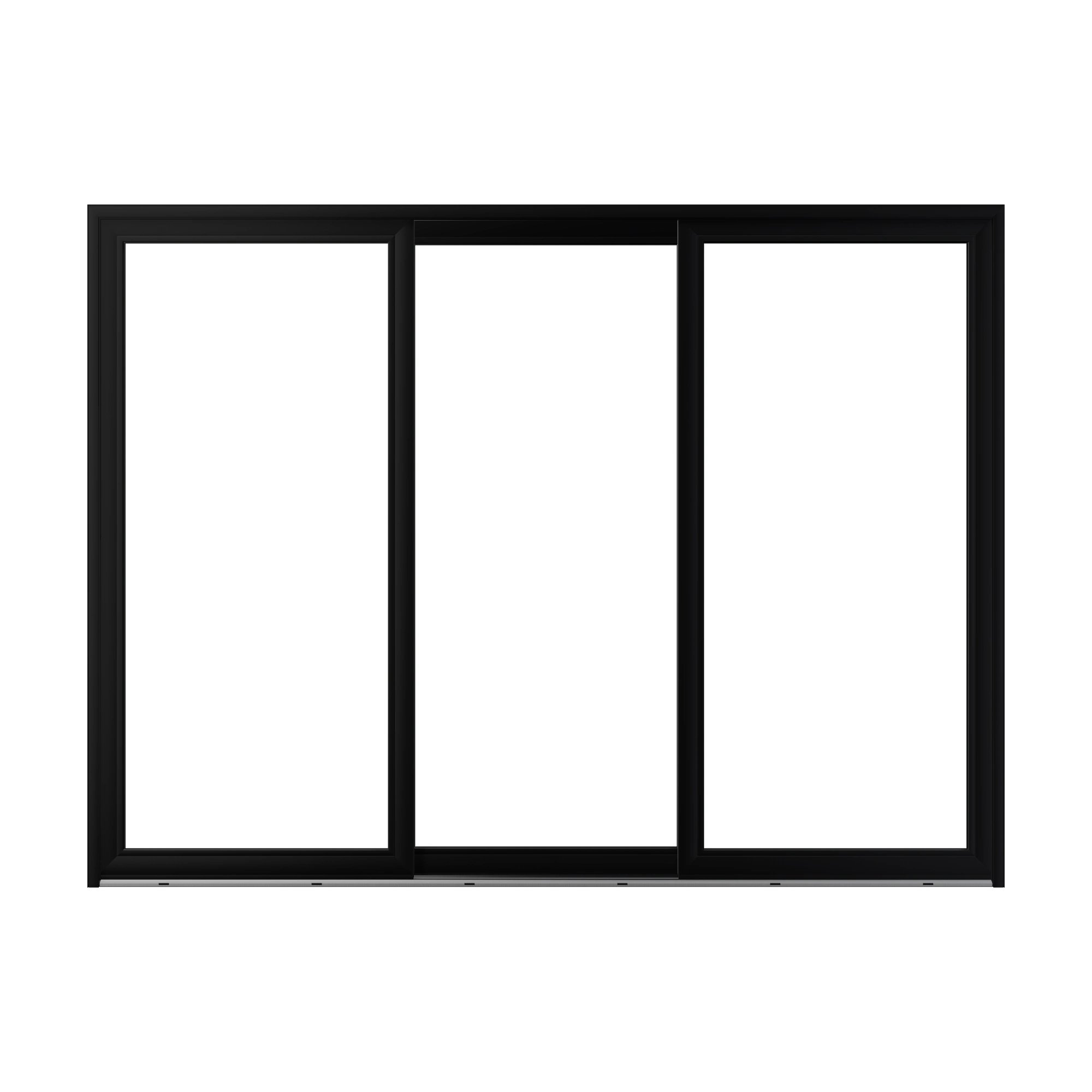 Straight exterior view of Amalfi 144 × 107.25 inch 3-Panel OLO Vinyl Sliding Patio Door — Black / White