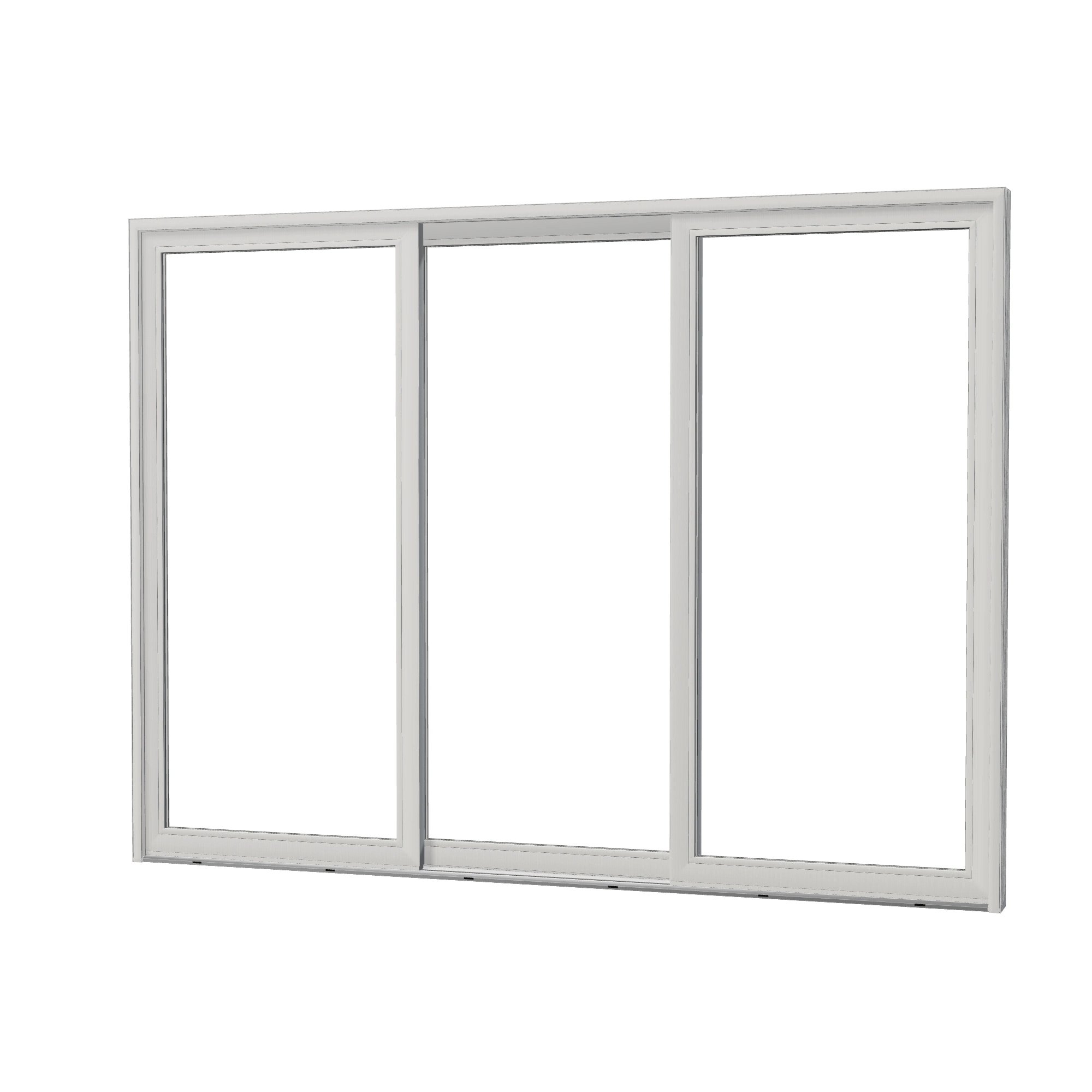 Angled exterior view of Amalfi 144 × 107.25 inch 3-Panel OLO Vinyl Sliding Patio Door — White / White