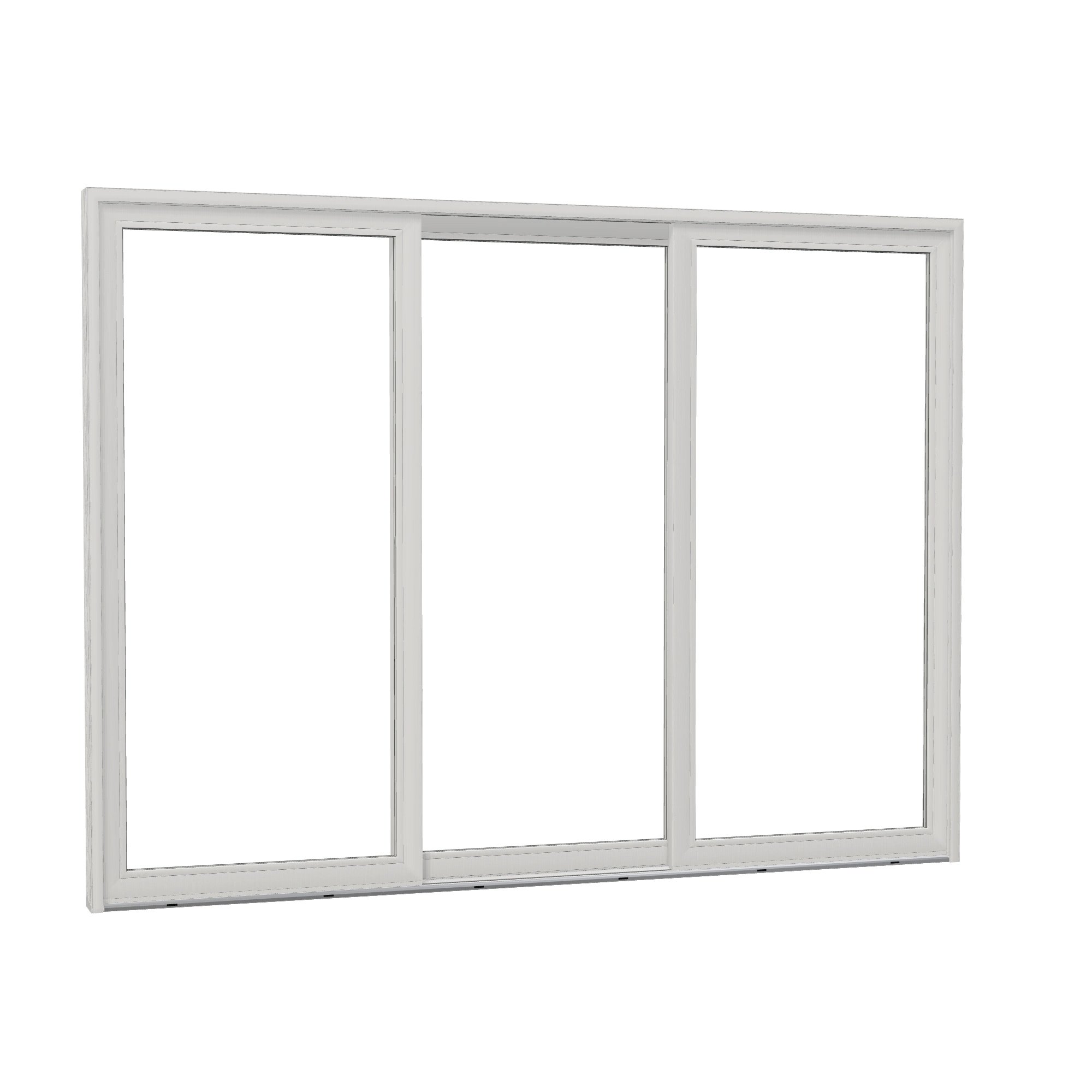 Opposite exterior angle of Amalfi 144 × 107.25 inch 3-Panel OLO Vinyl Sliding Patio Door — White / White
