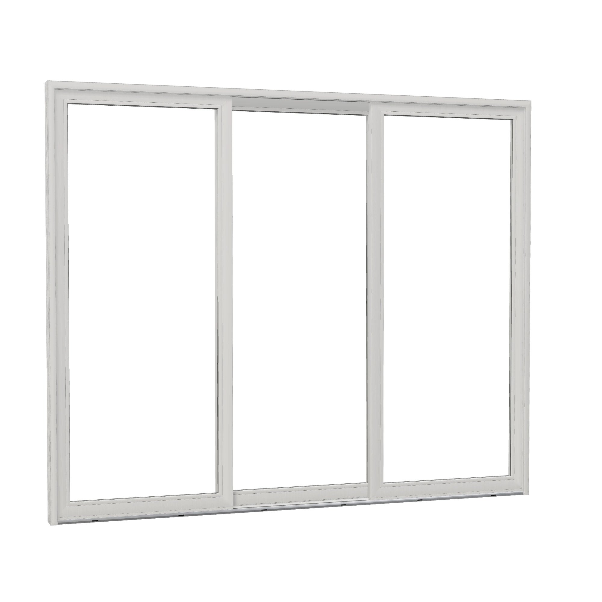Opposite exterior angle of Amalfi 144 × 119.25 inch 3-Panel OLO Vinyl Sliding Patio Door — White / White