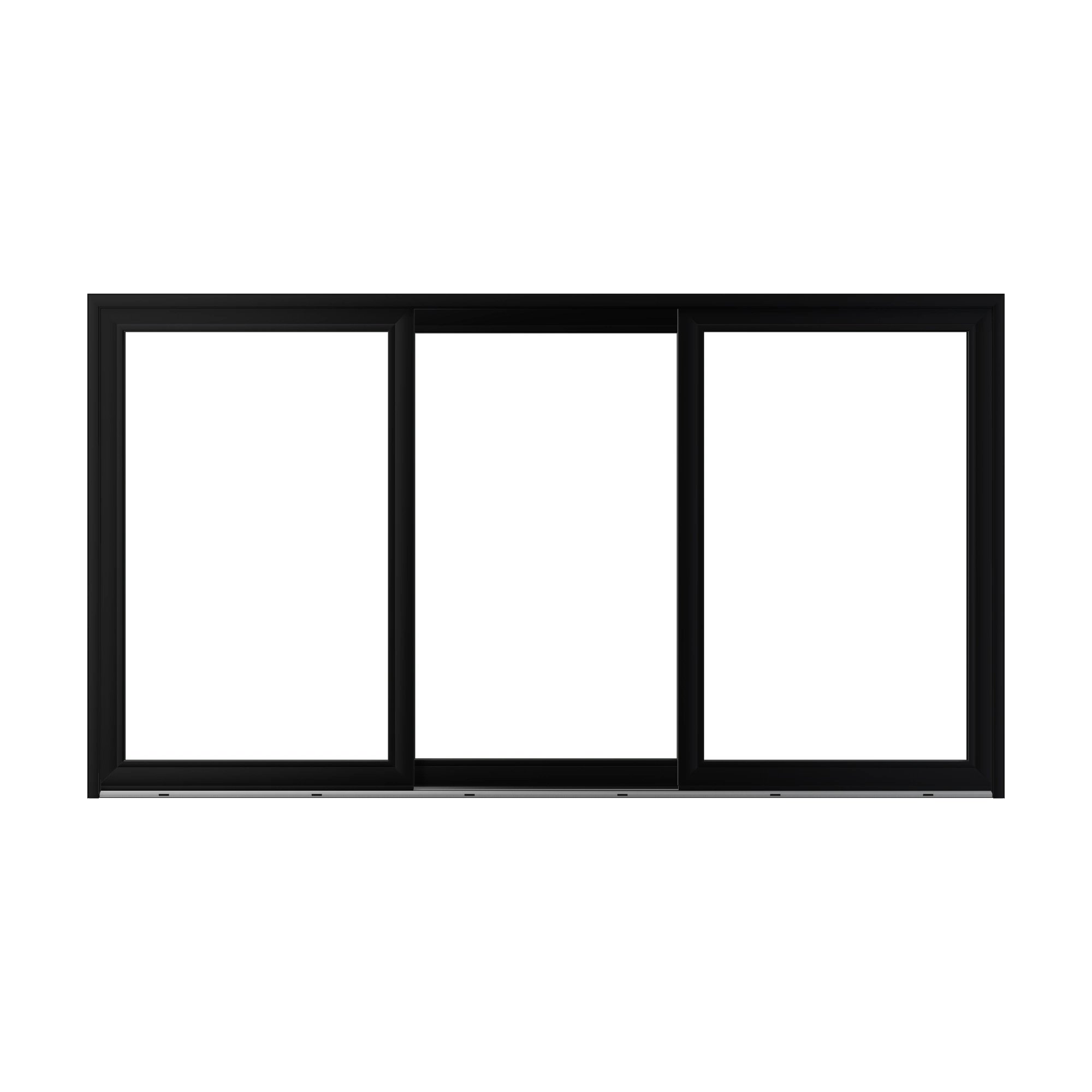 Straight exterior view of Amalfi 144 × 79.25 inch 3-Panel OLO Vinyl Sliding Patio Door — Black / White