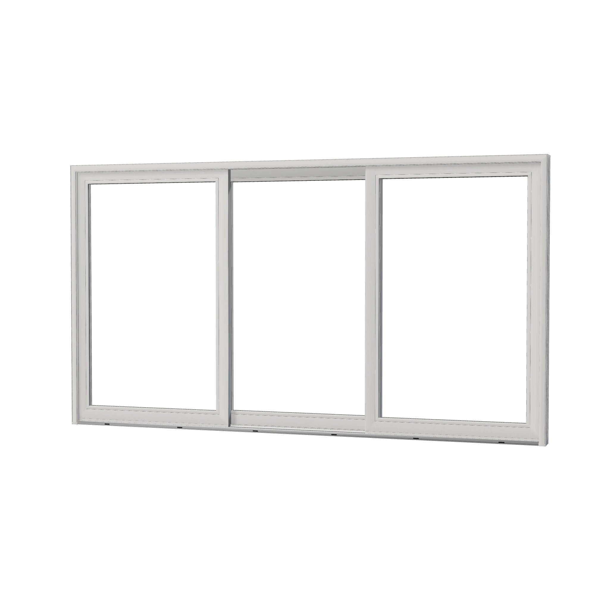 Angled exterior view of Amalfi 144 × 79.25 inch 3-Panel OLO Vinyl Sliding Patio Door — White / White
