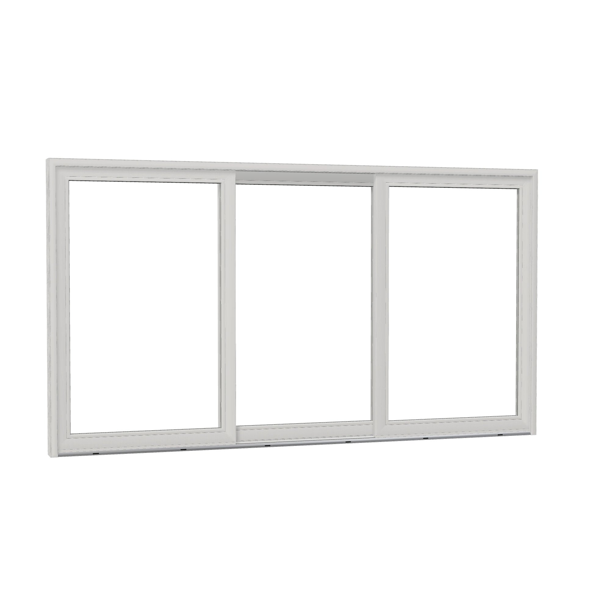 Opposite exterior angle of Amalfi 144 × 79.25 inch 3-Panel OLO Vinyl Sliding Patio Door — White / White