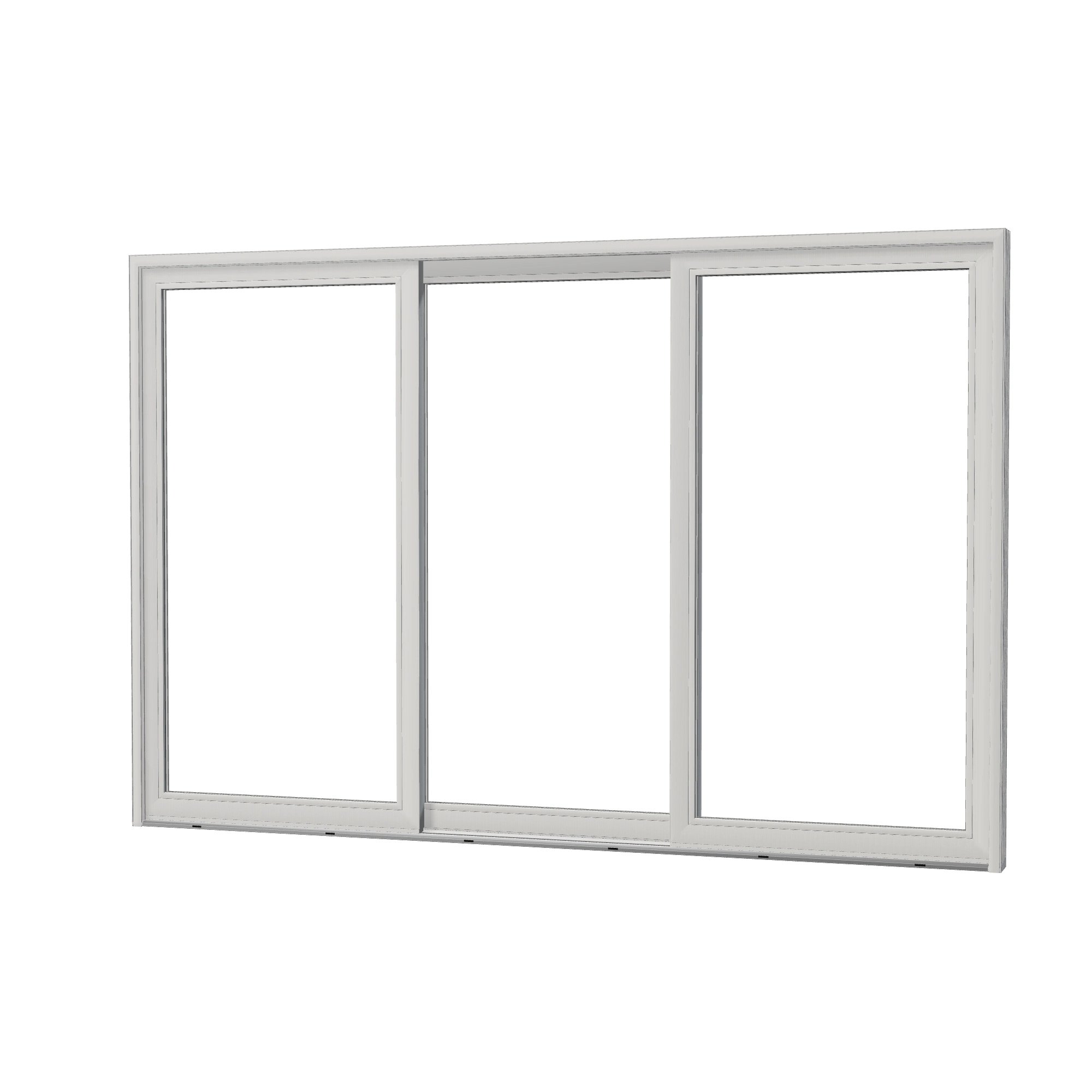 Angled exterior view of Amalfi 144 × 95.25 inch 3-Panel OLO Vinyl Sliding Patio Door — White / White