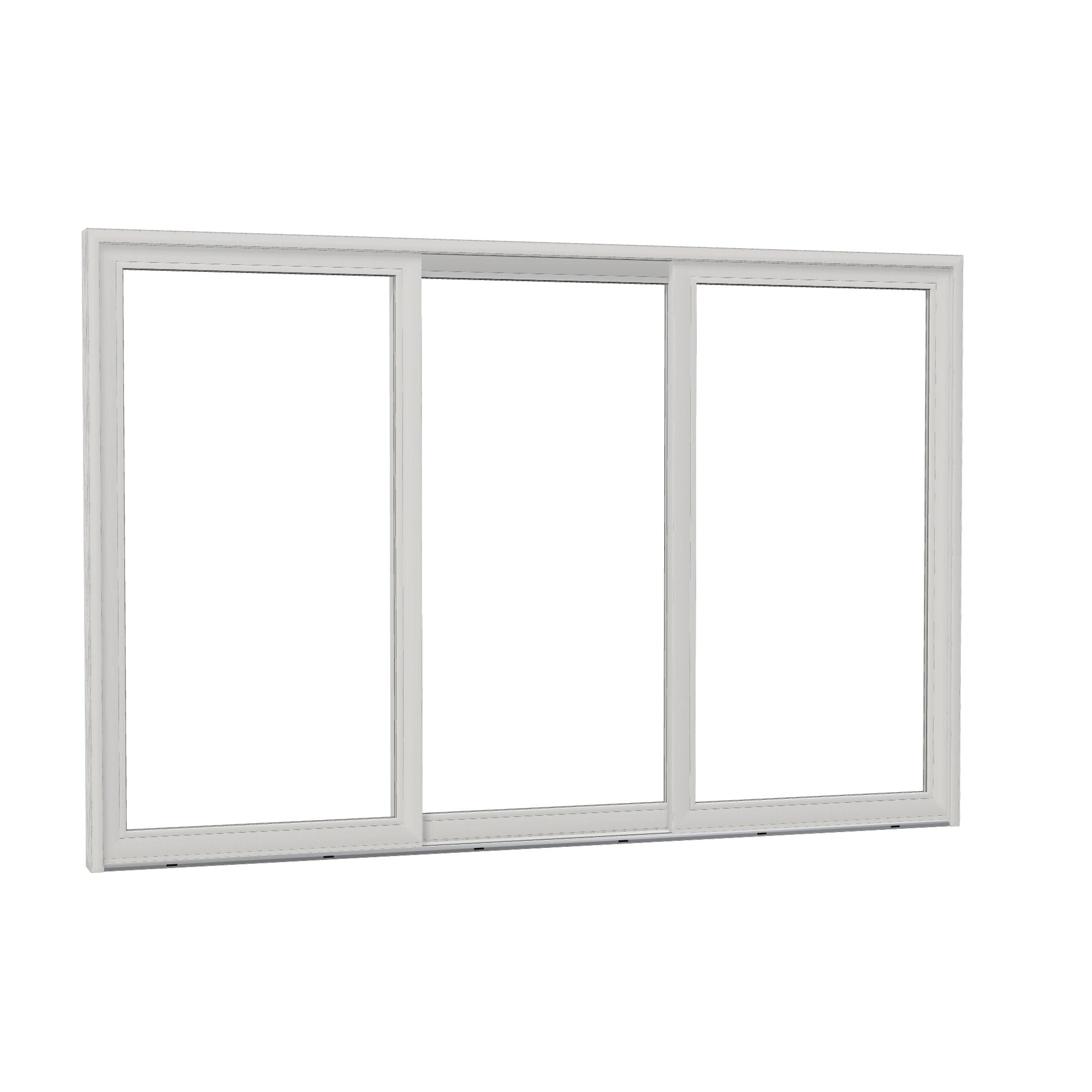 Opposite exterior angle of Amalfi 144 × 95.25 inch 3-Panel OLO Vinyl Sliding Patio Door — White / White