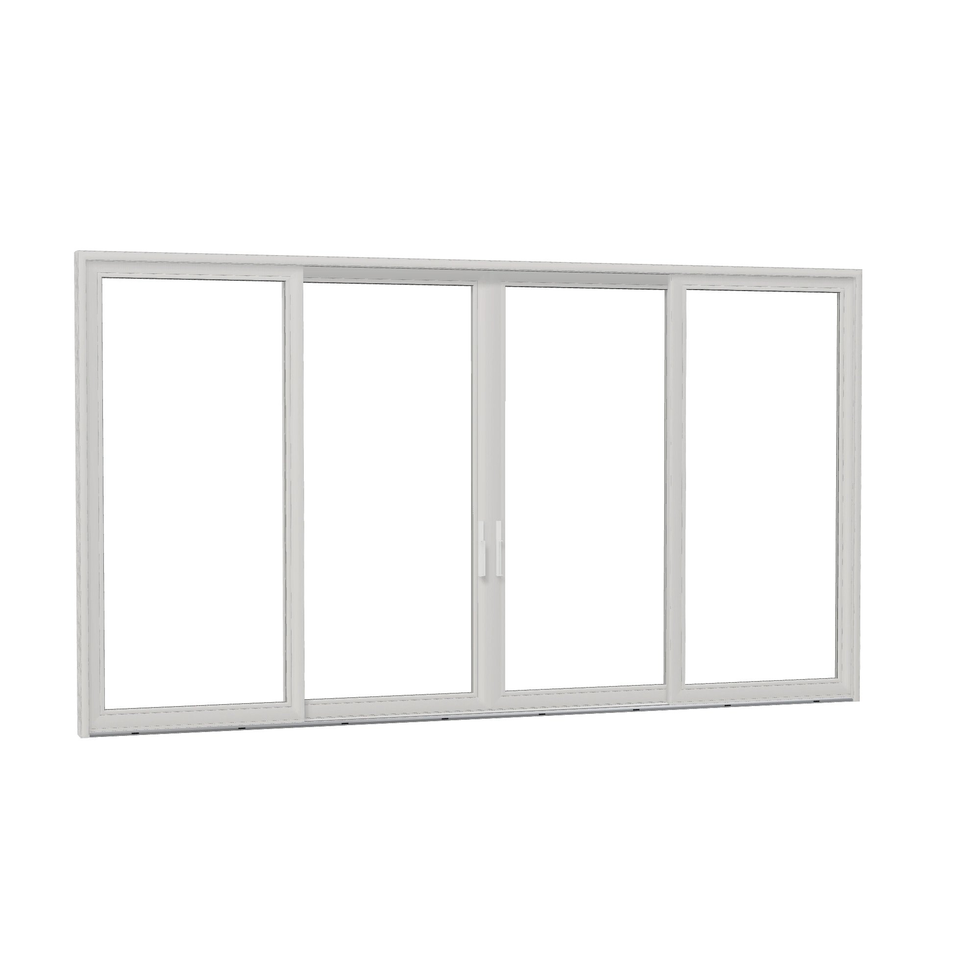 Opposite exterior angle of Amalfi 192 × 107.25 inch 4-Panel OLRO Vinyl Sliding Patio Door — White / White
