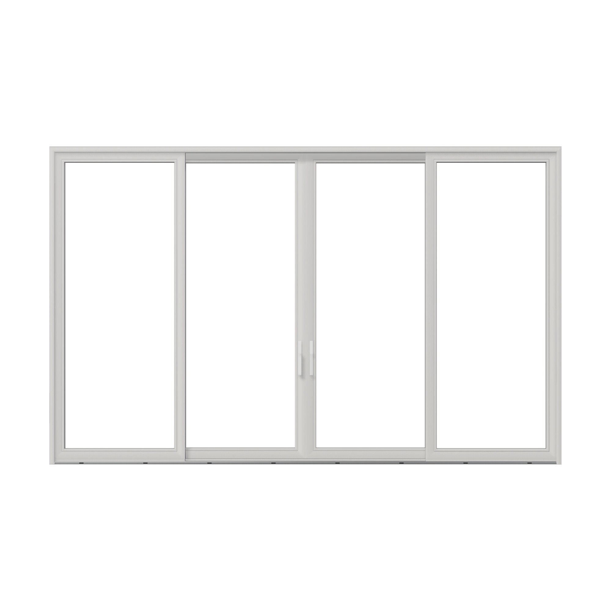 Straight exterior view of Amalfi 192 × 119.25 inch 4-Panel OLRO Vinyl Sliding Patio Door — White / White