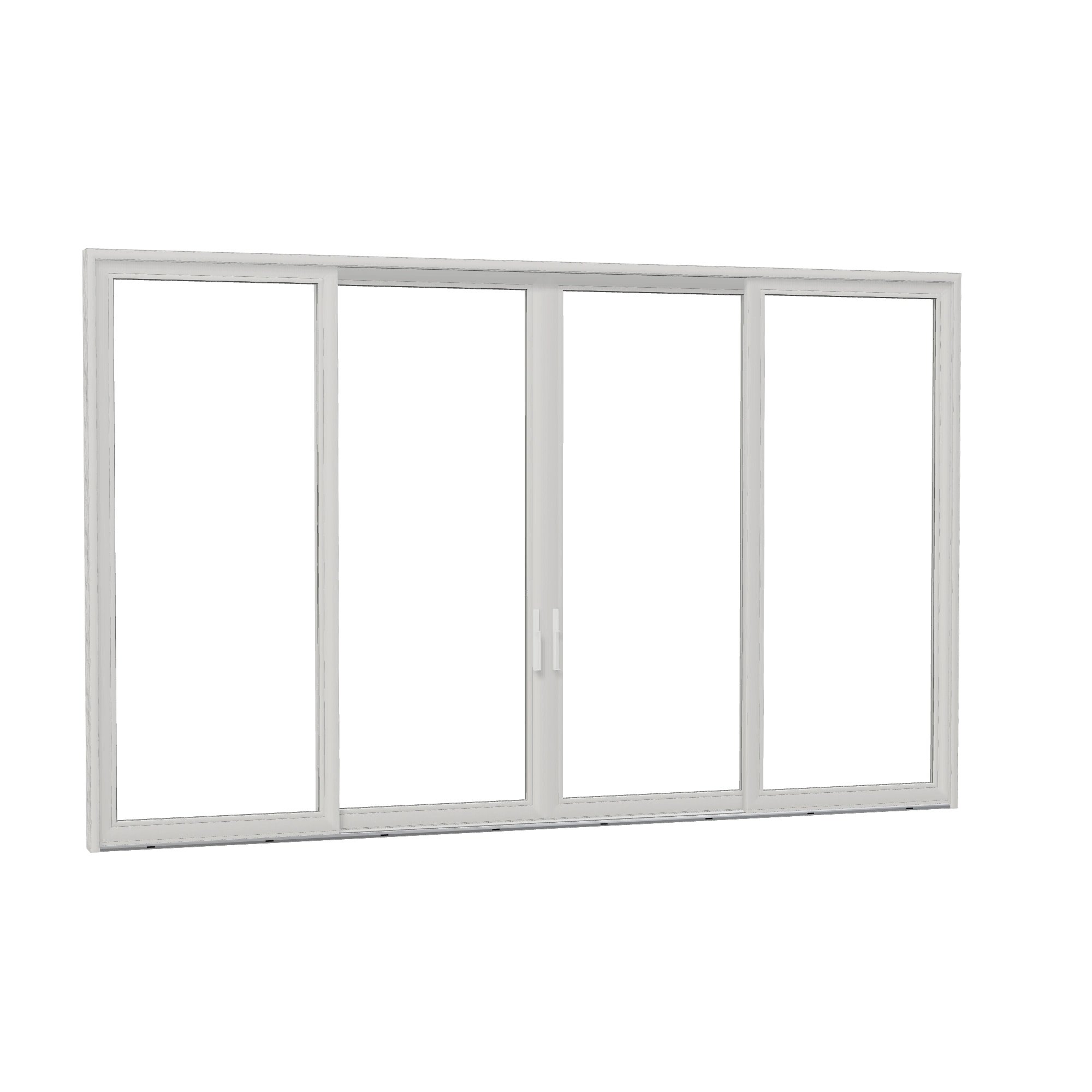 Opposite exterior angle of Amalfi 192 × 119.25 inch 4-Panel OLRO Vinyl Sliding Patio Door — White / White