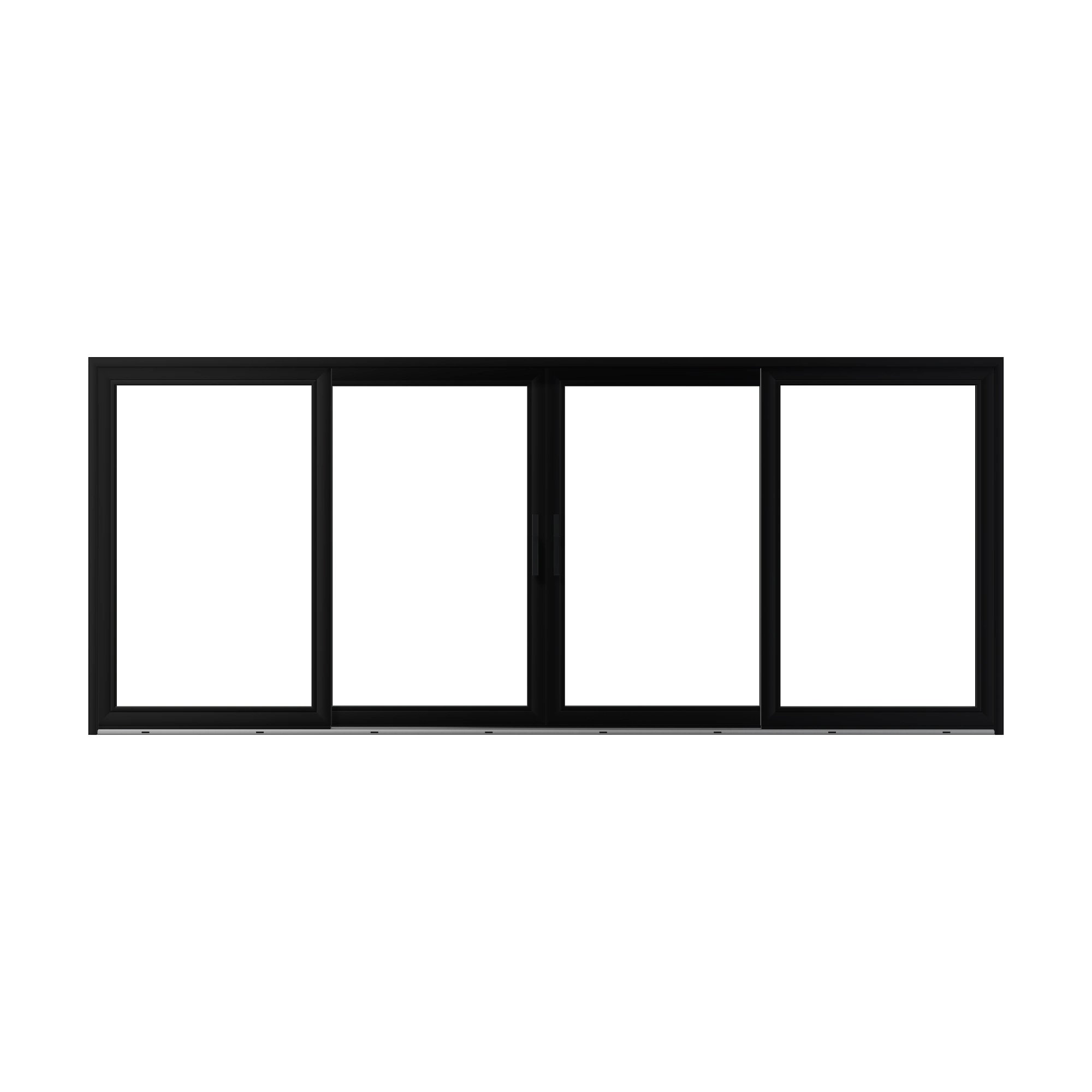 Straight exterior view of Amalfi 192 × 79.25 inch 4-Panel OLRO Vinyl Sliding Patio Door — Black / White