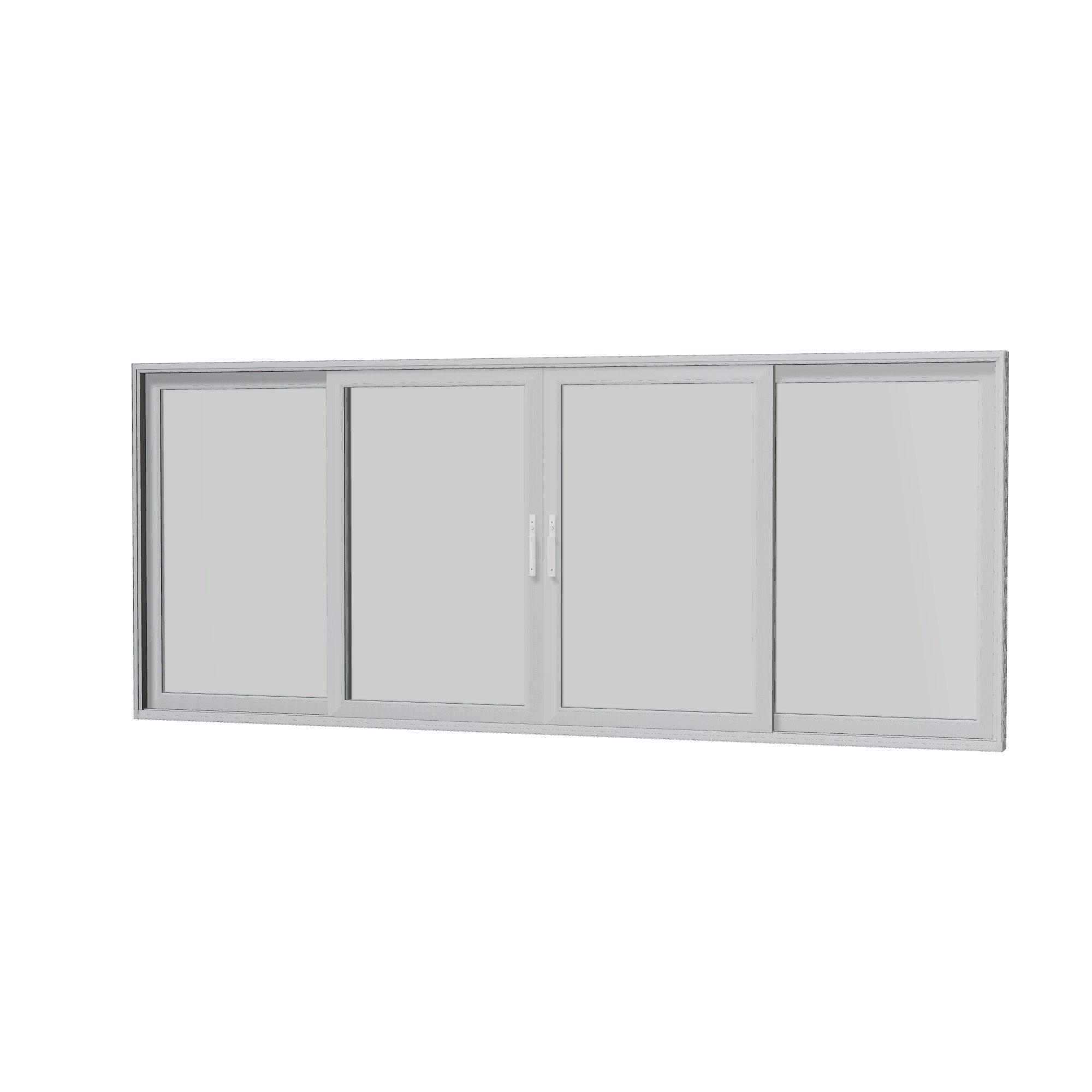 Angled interior view of Amalfi 192 × 79.25 inch 4-Panel OLRO Vinyl Sliding Patio Door — Black / White