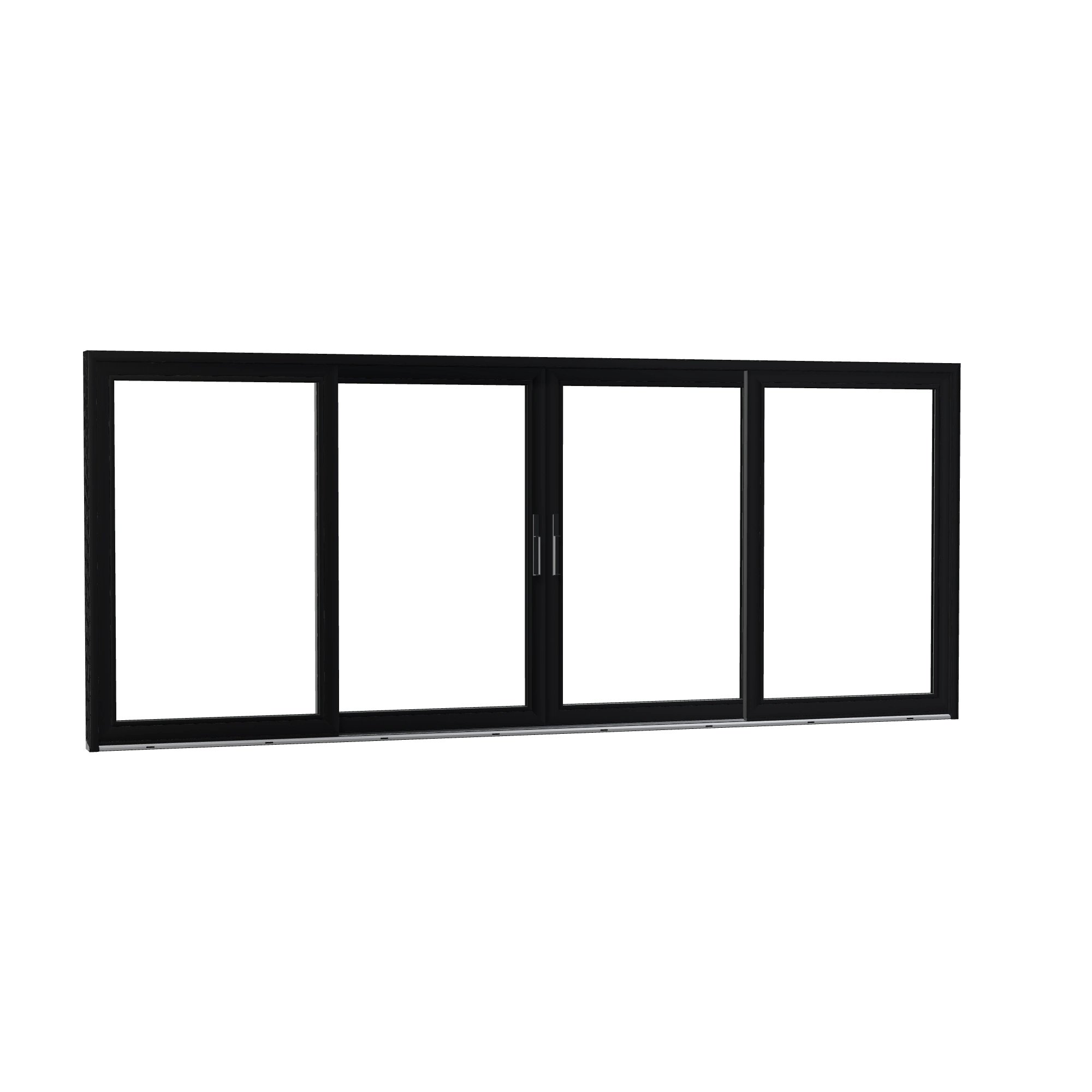 Opposite exterior angle of Amalfi 192 × 79.25 inch 4-Panel OLRO Vinyl Sliding Patio Door — Black / White