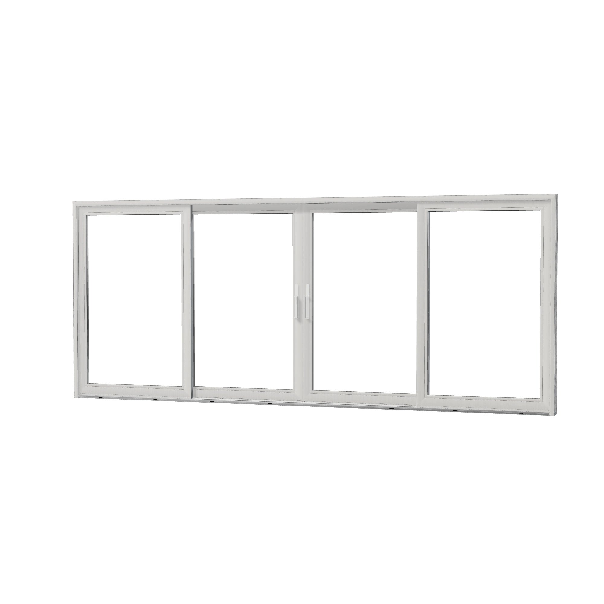 Angled exterior view of Amalfi 192 × 79.25 inch 4-Panel OLRO Vinyl Sliding Patio Door — White / White
