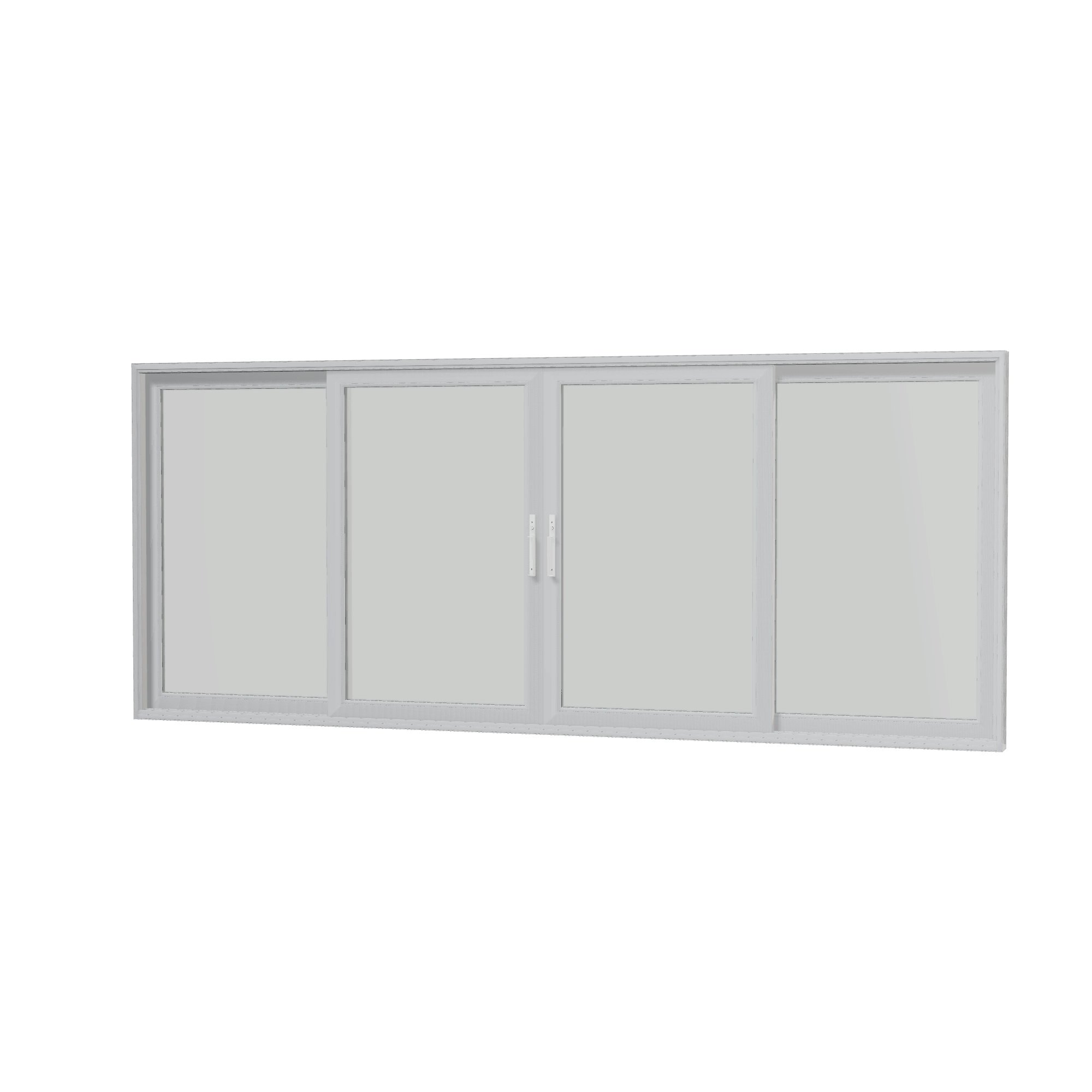 Angled interior view of Amalfi 192 × 79.25 inch 4-Panel OLRO Vinyl Sliding Patio Door — White / White