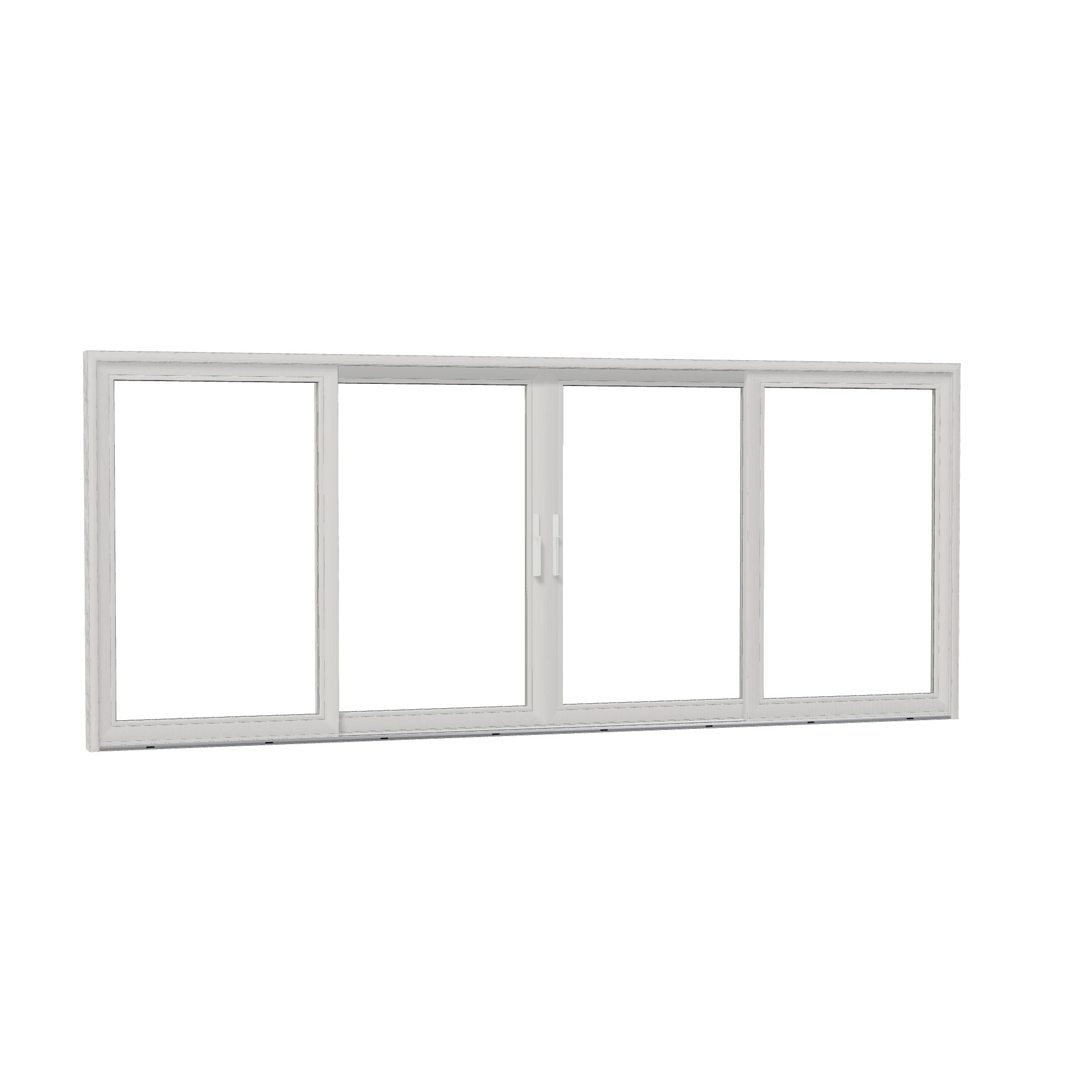 Opposite exterior angle of Amalfi 192 × 79.25 inch 4-Panel OLRO Vinyl Sliding Patio Door — White / White