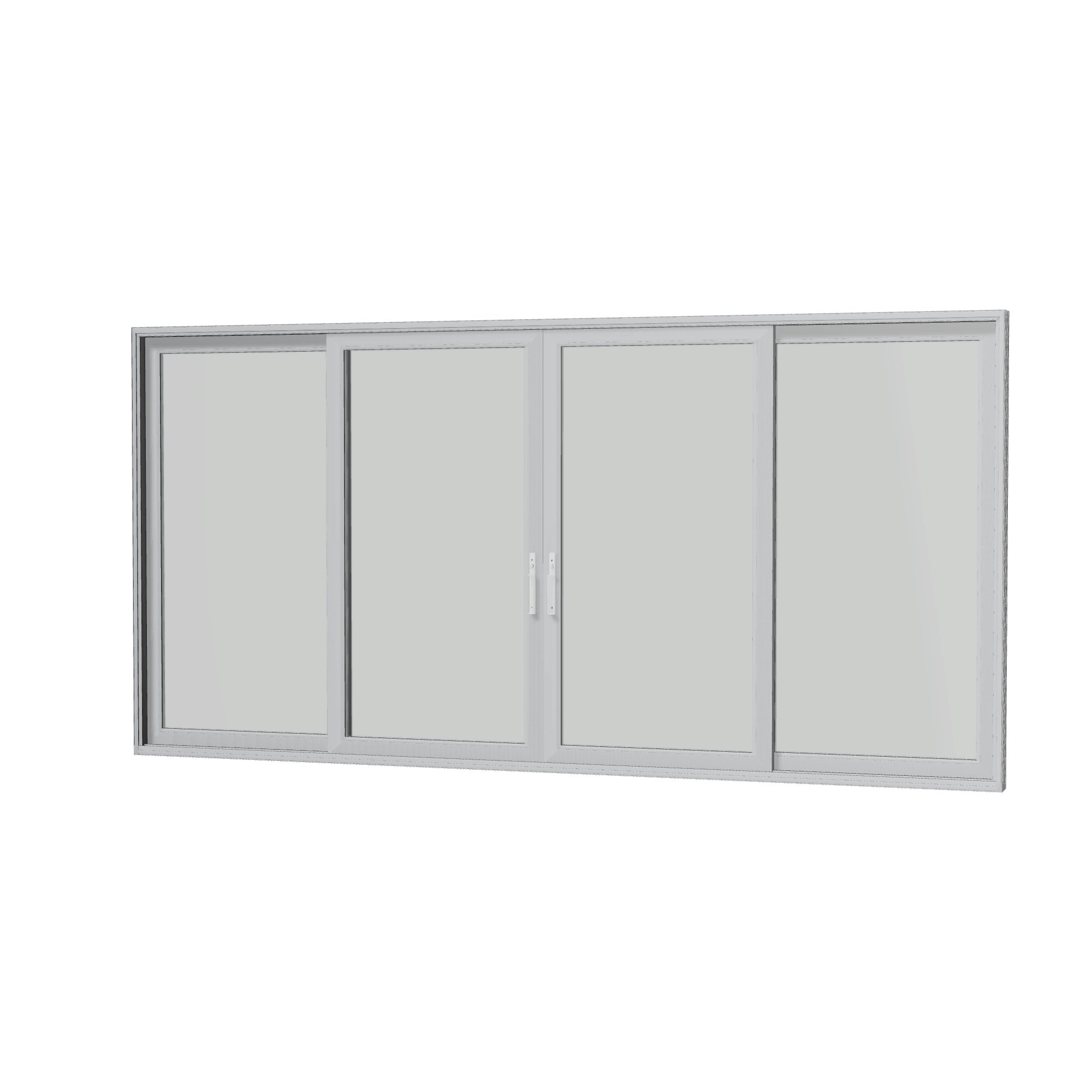 Angled interior view of Amalfi 192 × 95.25 inch 4-Panel OLRO Vinyl Sliding Patio Door — Black / White