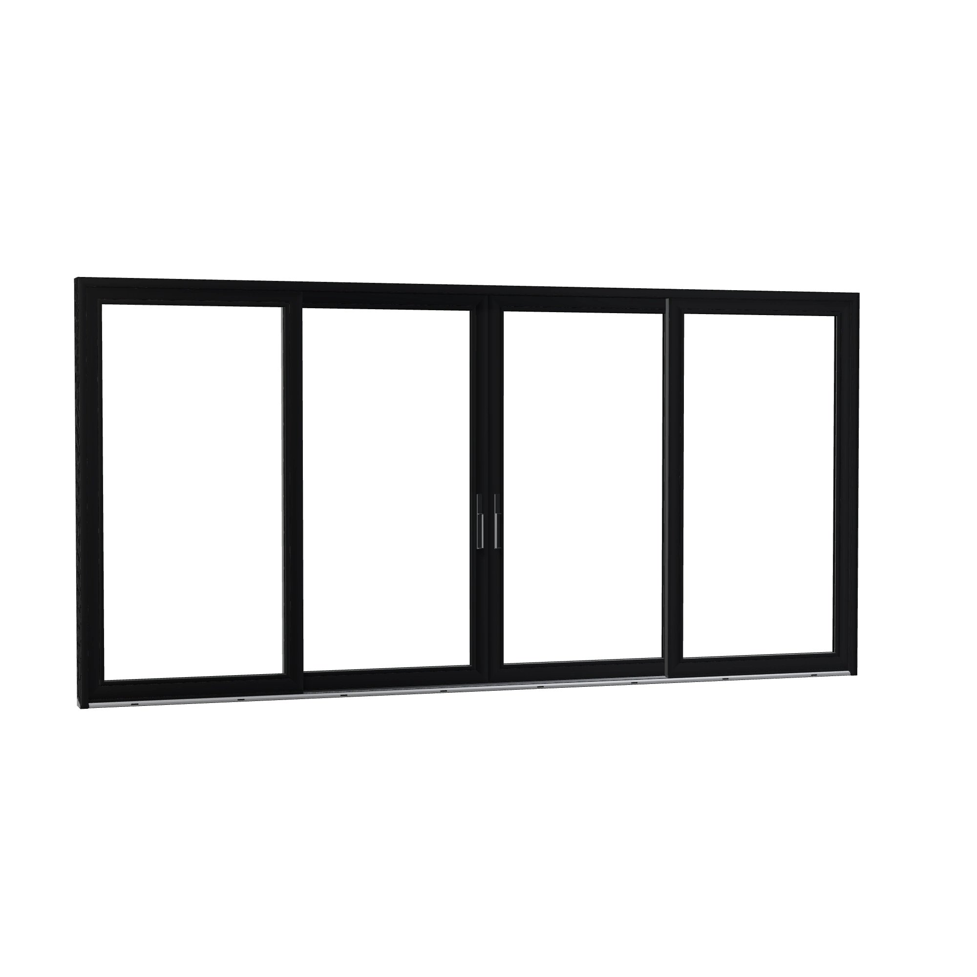 Opposite exterior angle of Amalfi 192 × 95.25 inch 4-Panel OLRO Vinyl Sliding Patio Door — Black / White