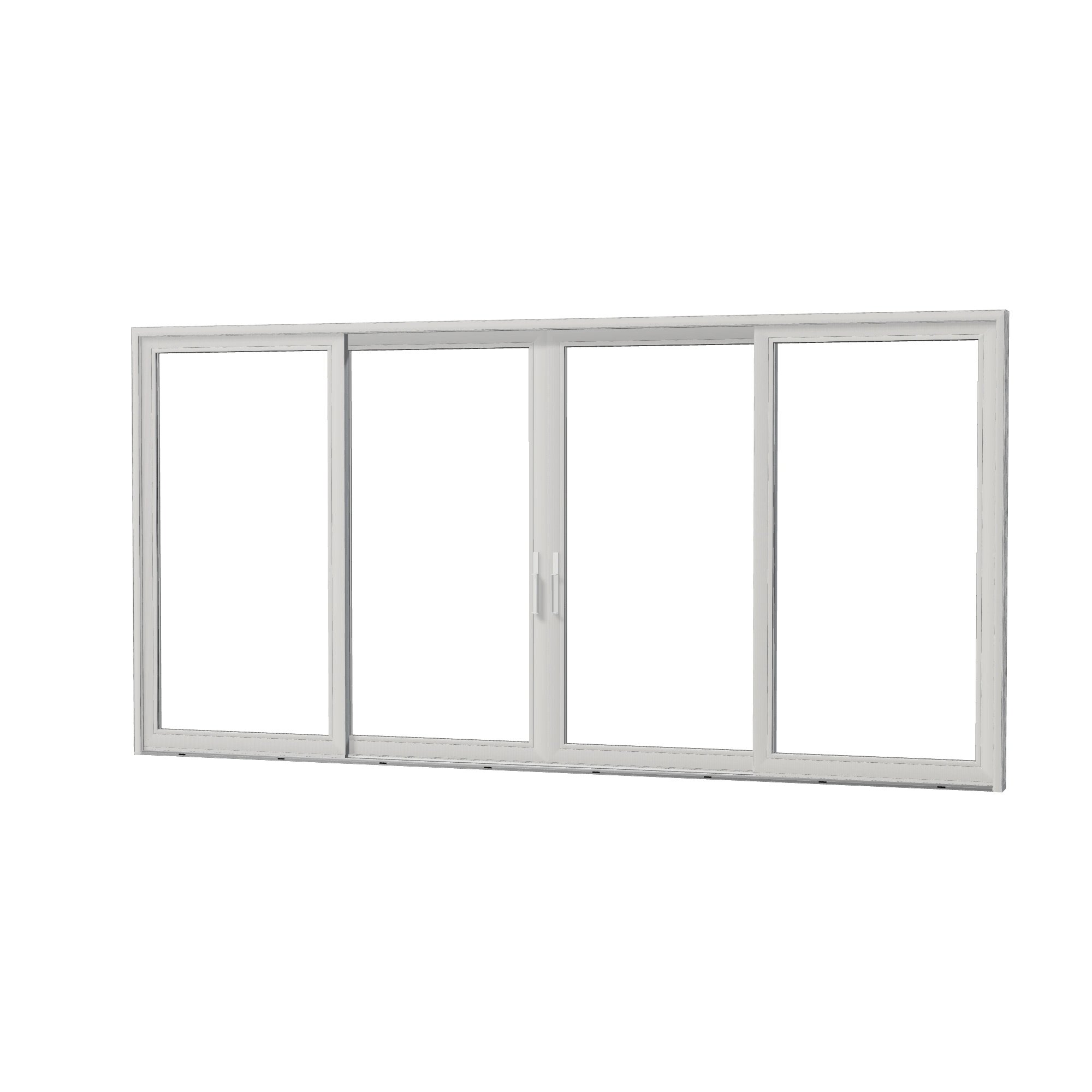 Angled exterior view of Amalfi 192 × 95.25 inch 4-Panel OLRO Vinyl Sliding Patio Door — White / White