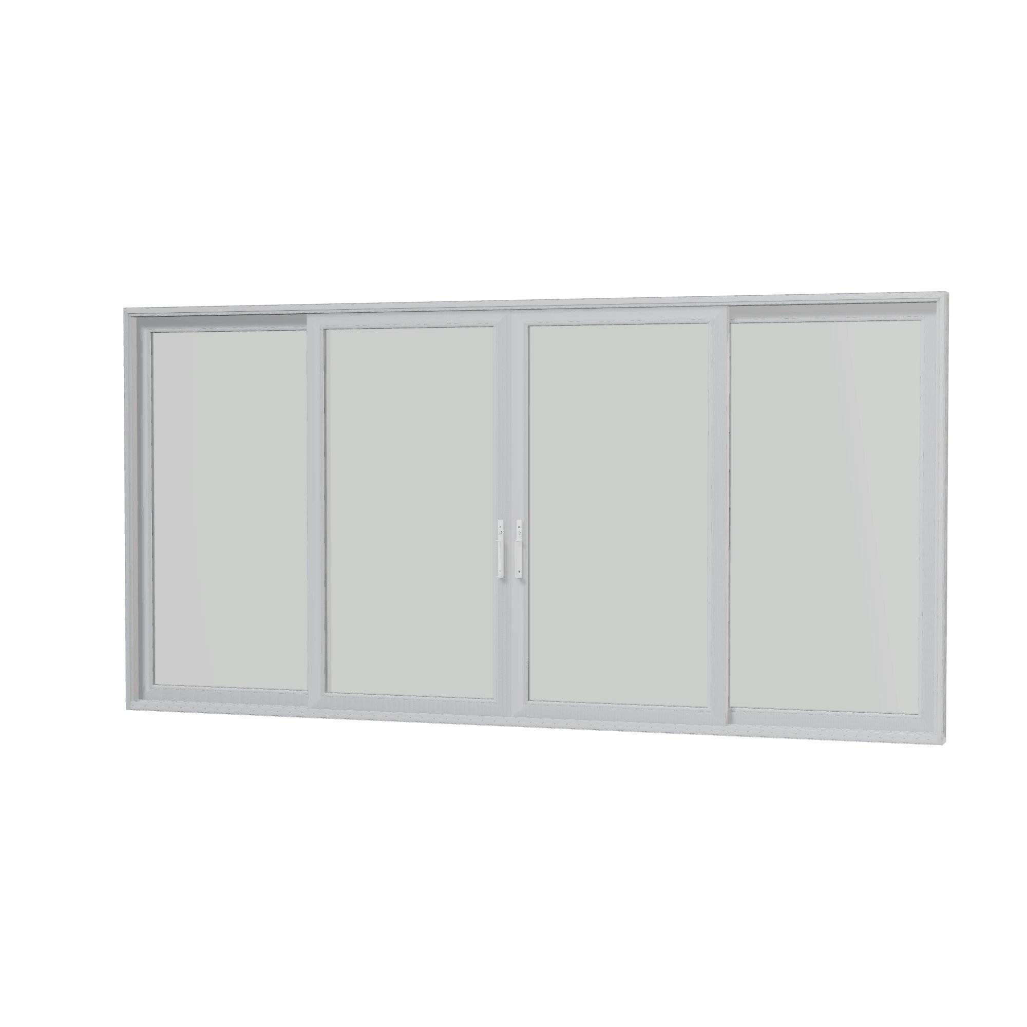 Angled interior view of Amalfi 192 × 95.25 inch 4-Panel OLRO Vinyl Sliding Patio Door — White / White