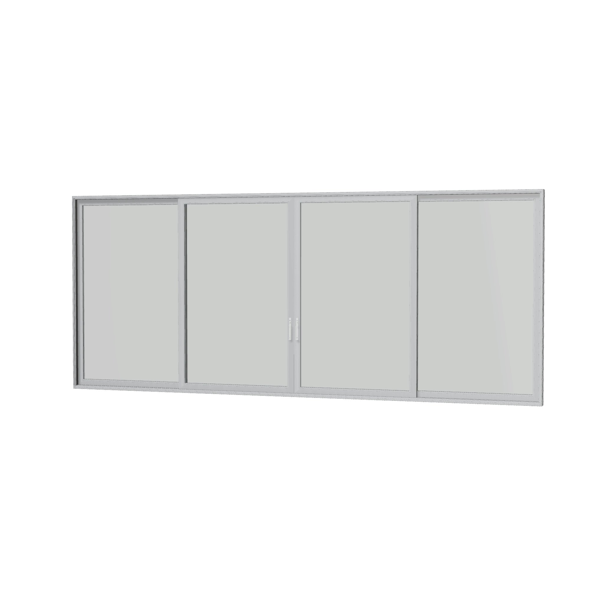 Angled interior view of Amalfi 288 × 119.25 inch 4-Panel OLRO Vinyl Sliding Patio Door — Black / White