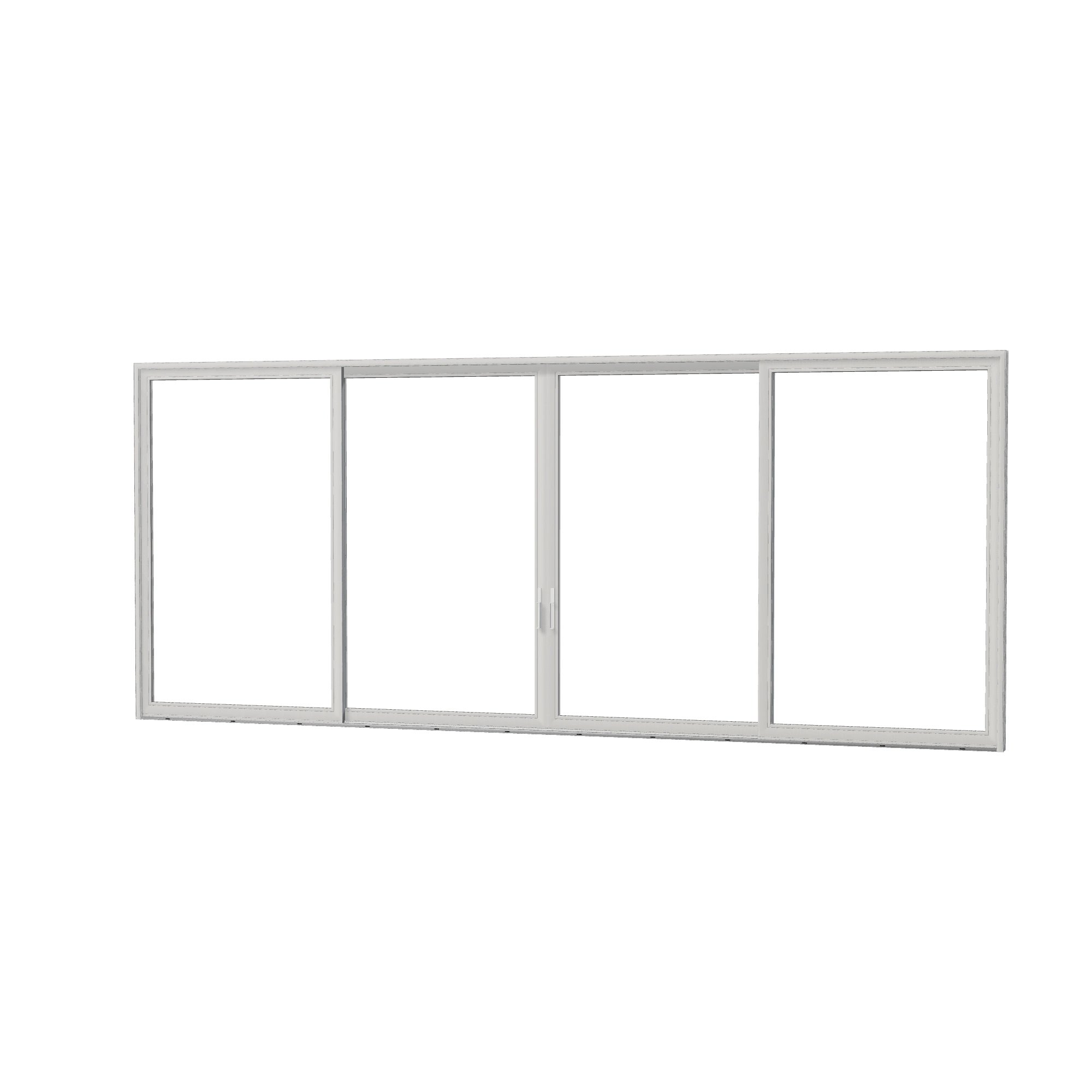 Angled exterior view of Amalfi 288 × 119.25 inch 4-Panel OLRO Vinyl Sliding Patio Door — White / White