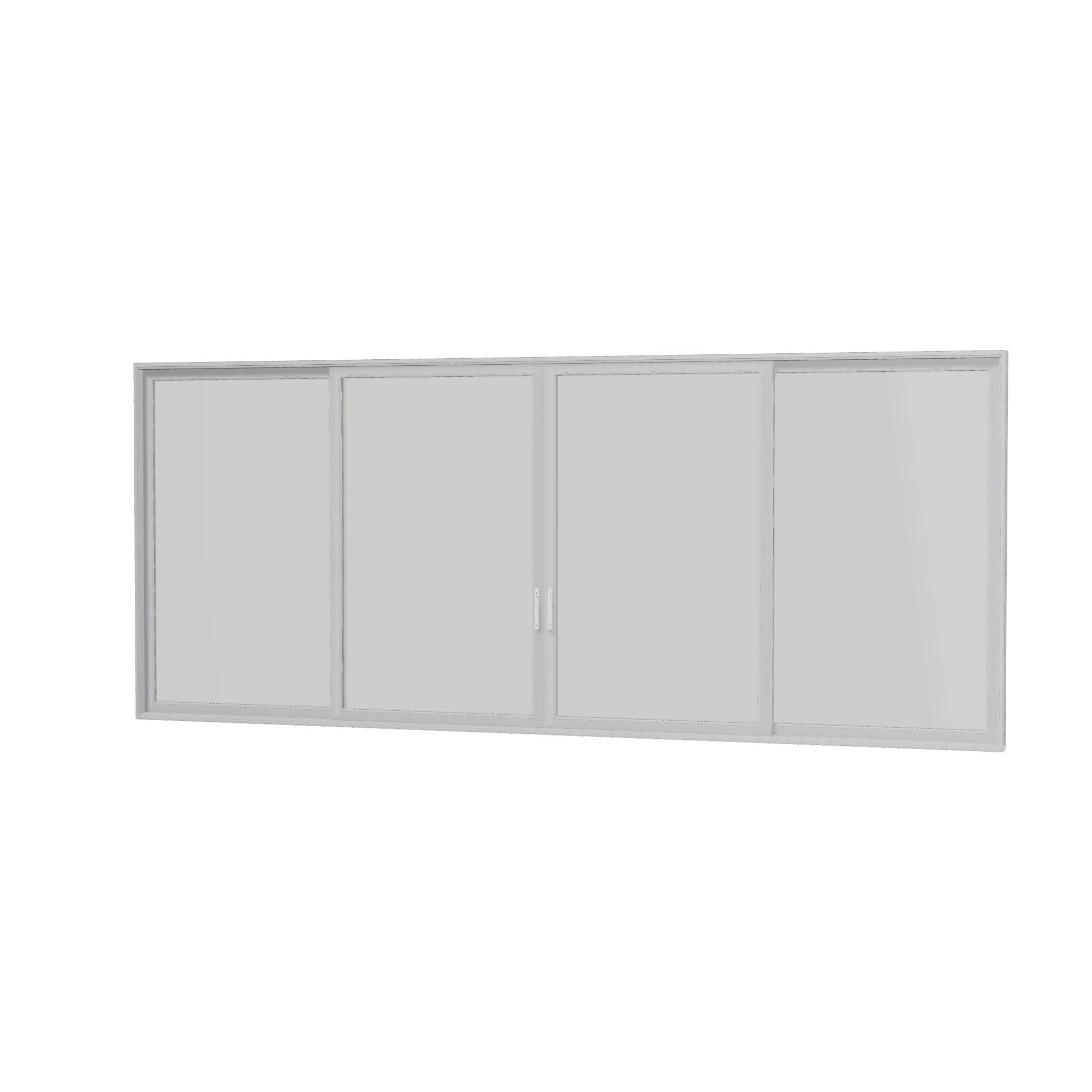 Angled interior view of Amalfi 288 × 119.25 inch 4-Panel OLRO Vinyl Sliding Patio Door — White / White