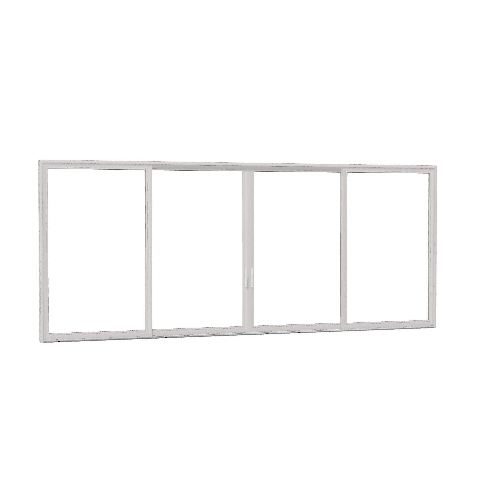 Opposite exterior angle of Amalfi 288 × 119.25 inch 4-Panel OLRO Vinyl Sliding Patio Door — White / White