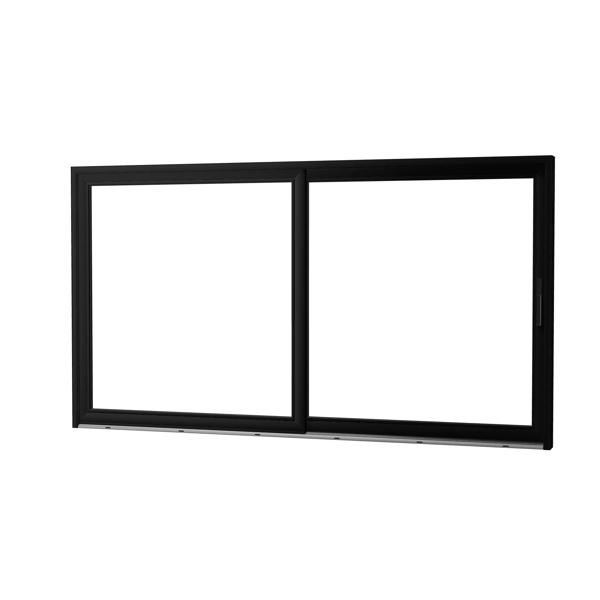 Angled exterior view of Amalfi 144 × 79.25 inch 2-Panel OR Vinyl Sliding Patio Door — Black / White