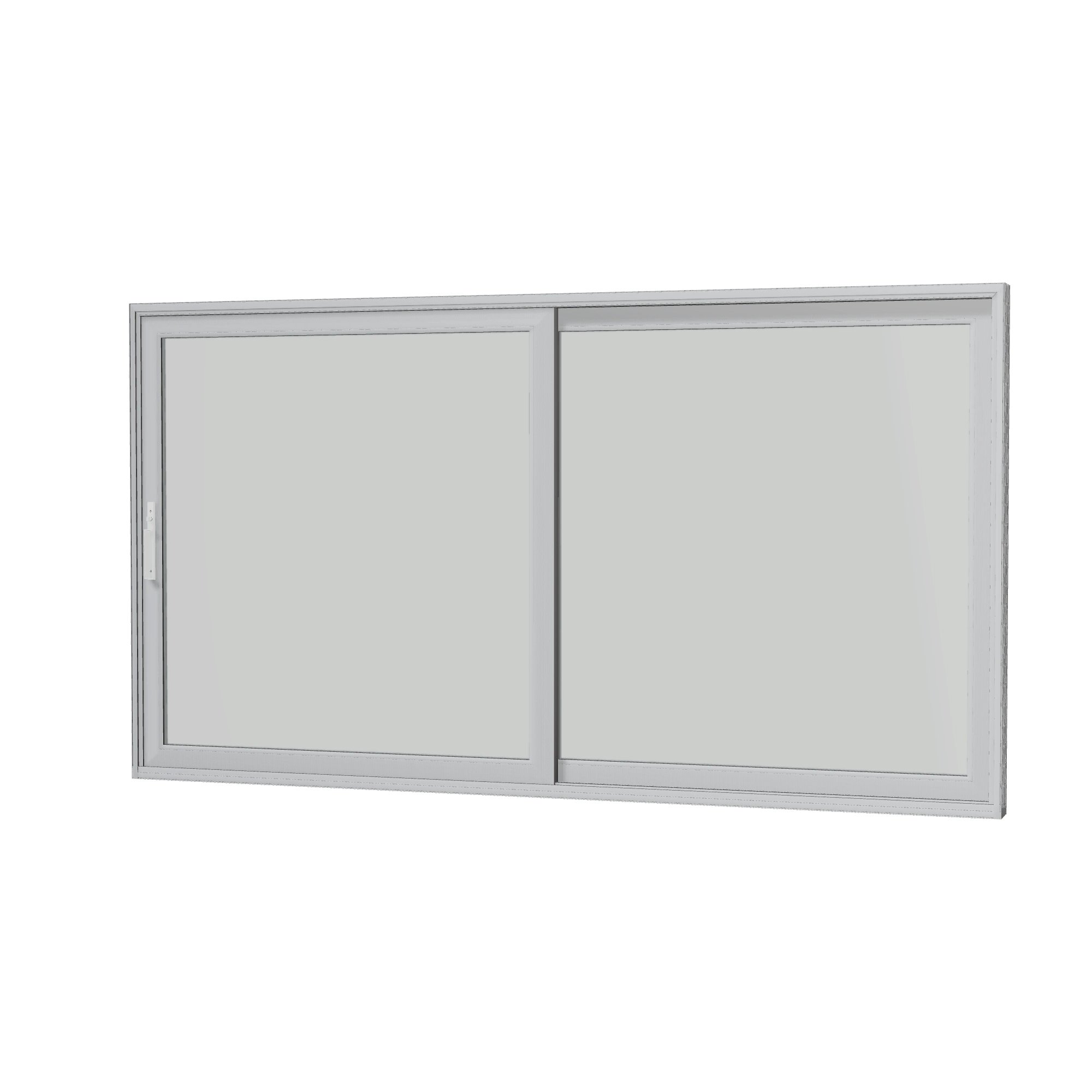 Angled interior view of Amalfi 144 × 79.25 inch 2-Panel OR Vinyl Sliding Patio Door — Black / White