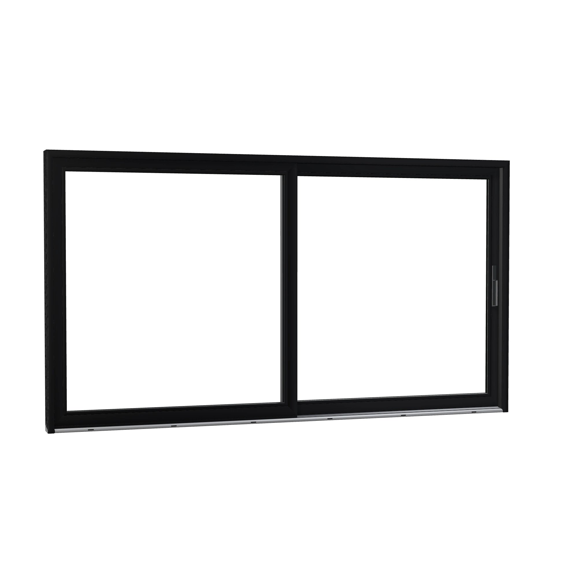 Opposite exterior angle of Amalfi 144 × 79.25 inch 2-Panel OR Vinyl Sliding Patio Door — Black / White