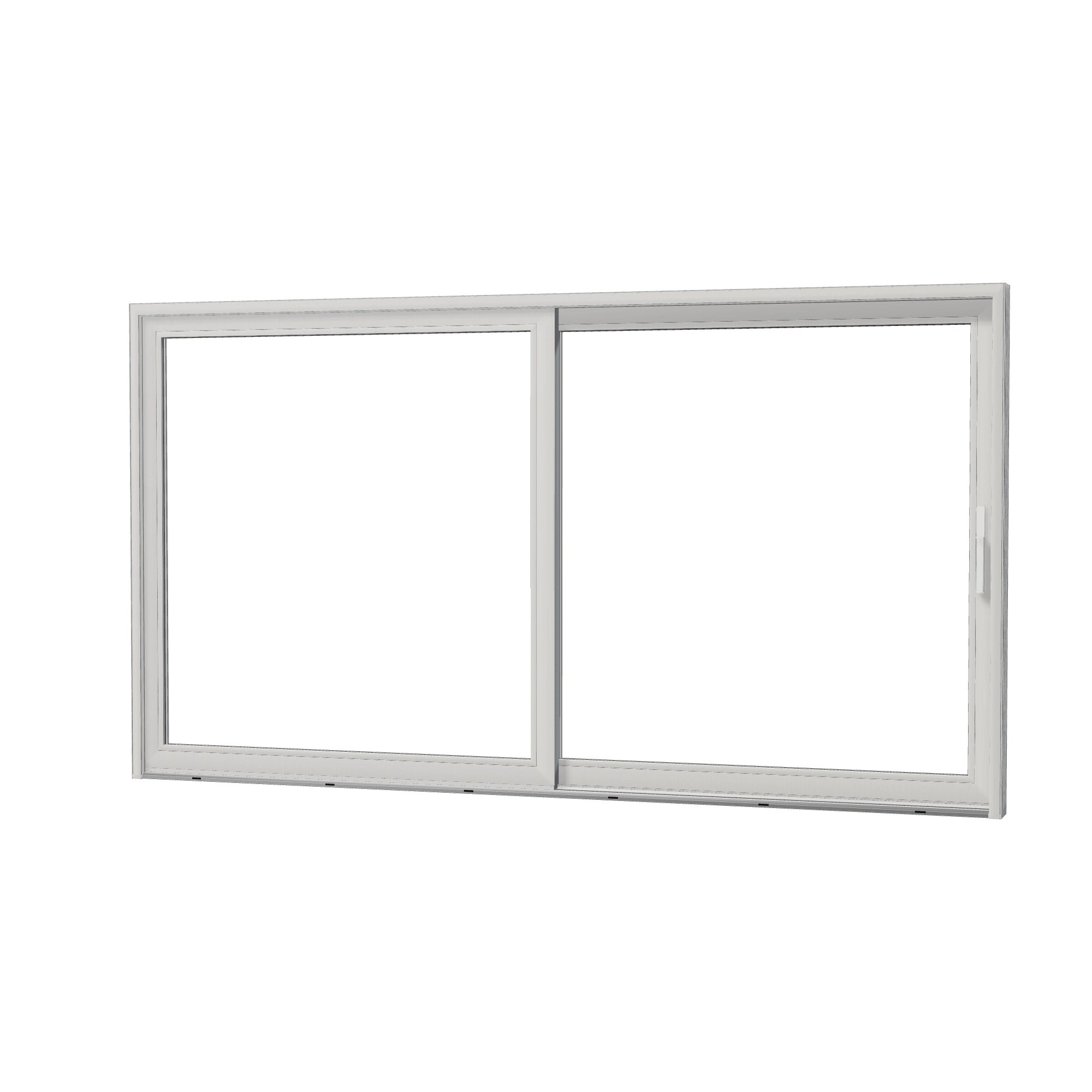 Angled exterior view of Amalfi 144 × 79.25 inch 2-Panel OR Vinyl Sliding Patio Door — White / White
