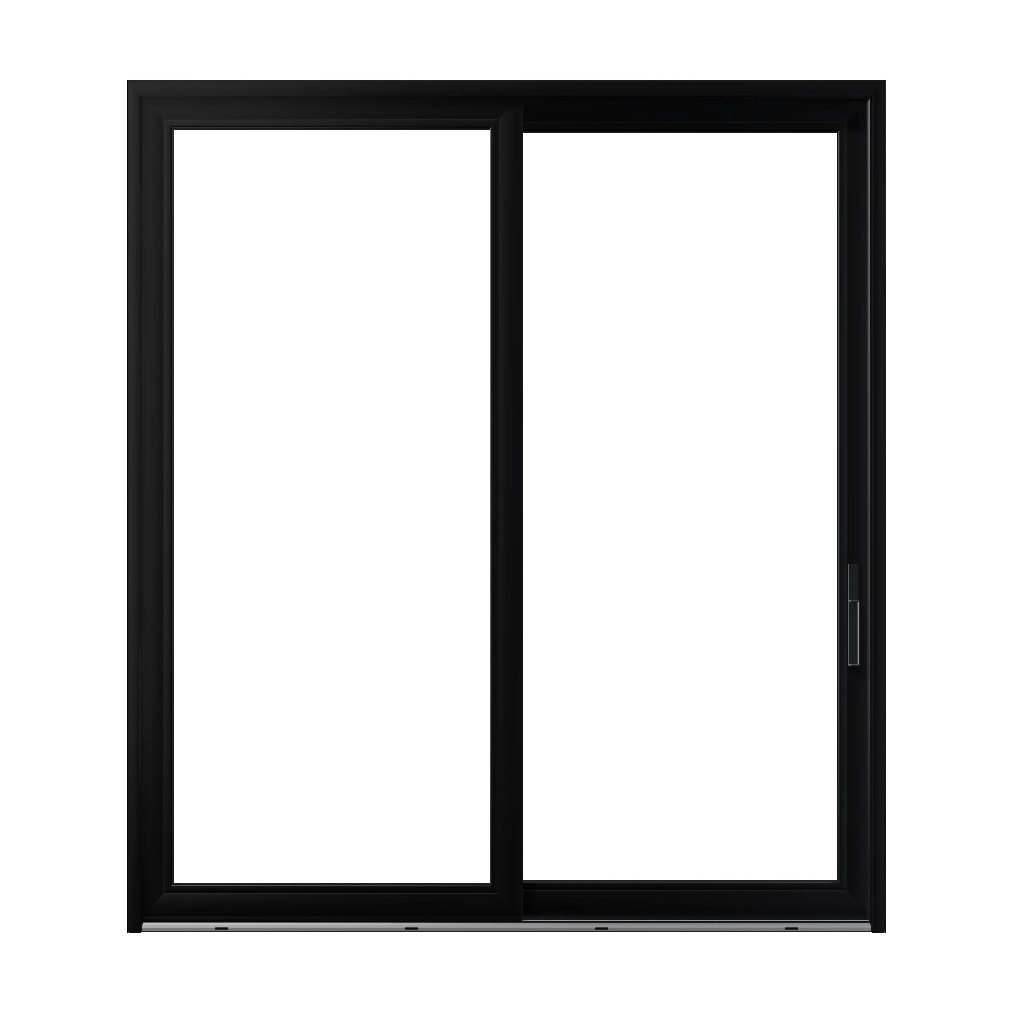 Straight exterior view of Amalfi 95.5 × 107.25 inch 2-Panel OR Vinyl Sliding Patio Door — Black / White