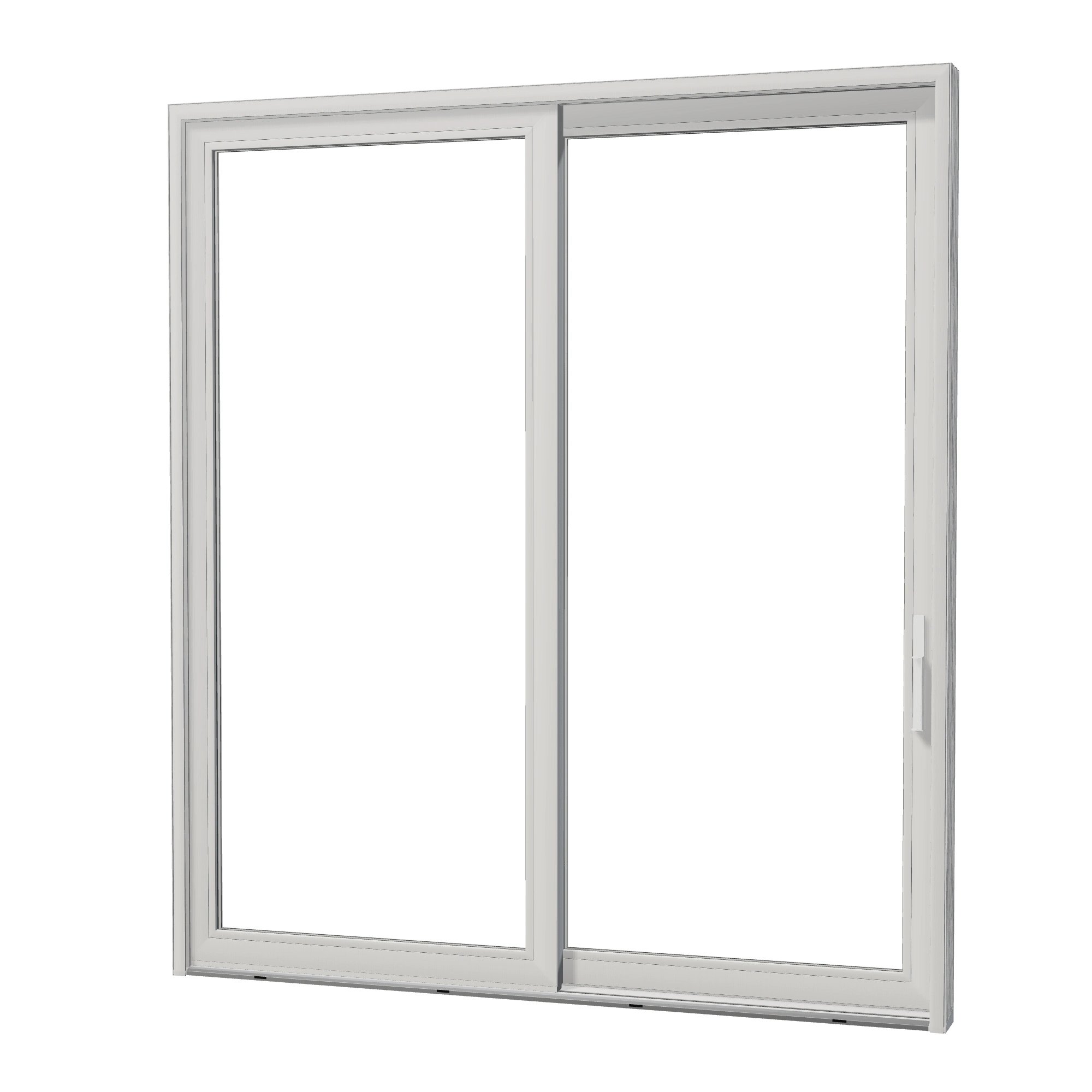 Angled exterior view of Amalfi 95.5 × 107.25 inch 2-Panel OR Vinyl Sliding Patio Door — White / White