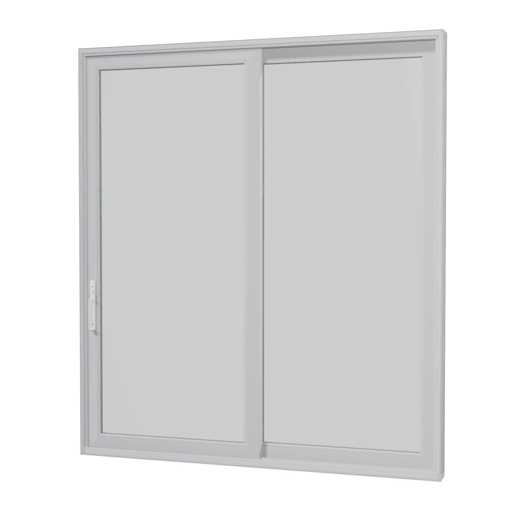 Angled interior view of Amalfi 95.5 × 107.25 inch 2-Panel OR Vinyl Sliding Patio Door — White / White