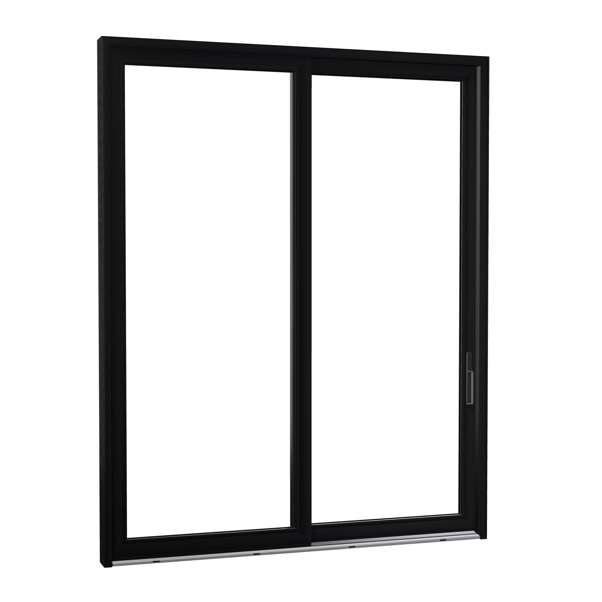 Opposite exterior angle of Amalfi 95.5 × 119.25 inch 2-Panel OR Vinyl Sliding Patio Door — Black / White