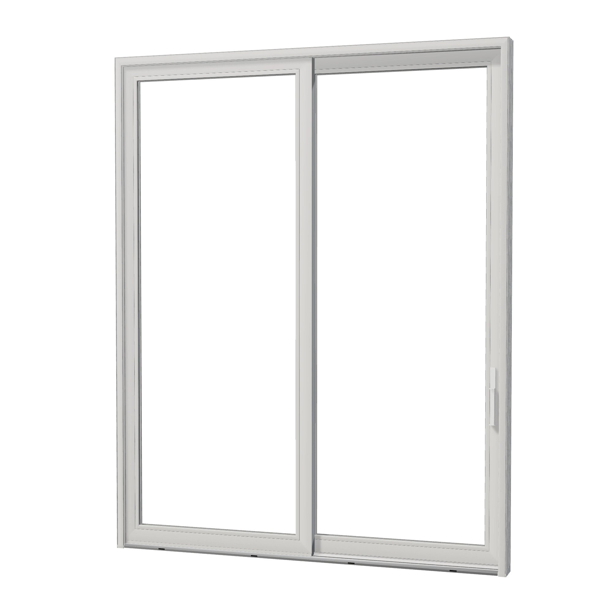 Angled exterior view of Amalfi 95.5 × 119.25 inch 2-Panel OR Vinyl Sliding Patio Door — White / White