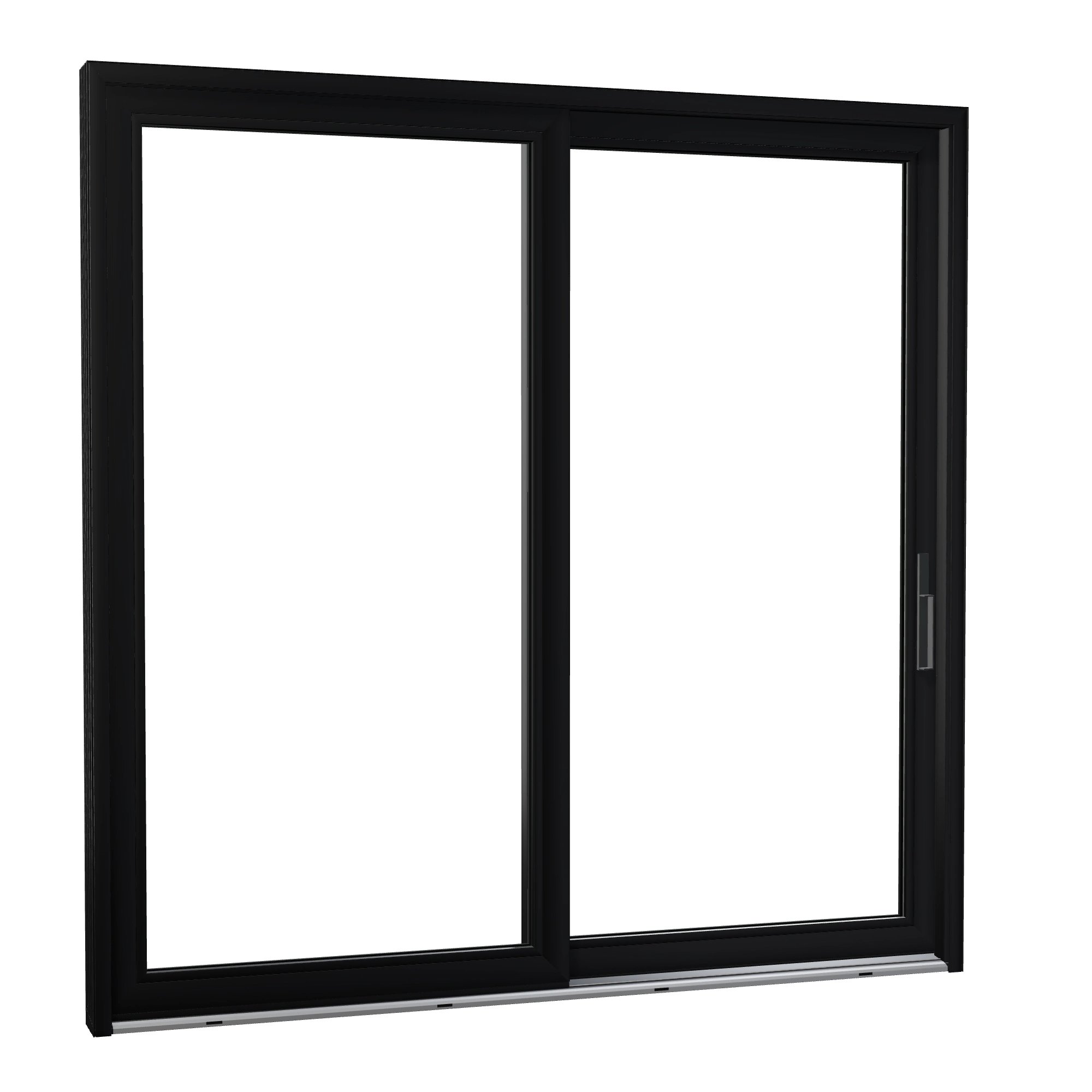Opposite exterior angle of Amalfi 95.5 × 95.25 inch 2-Panel OR Vinyl Sliding Patio Door — Black / White