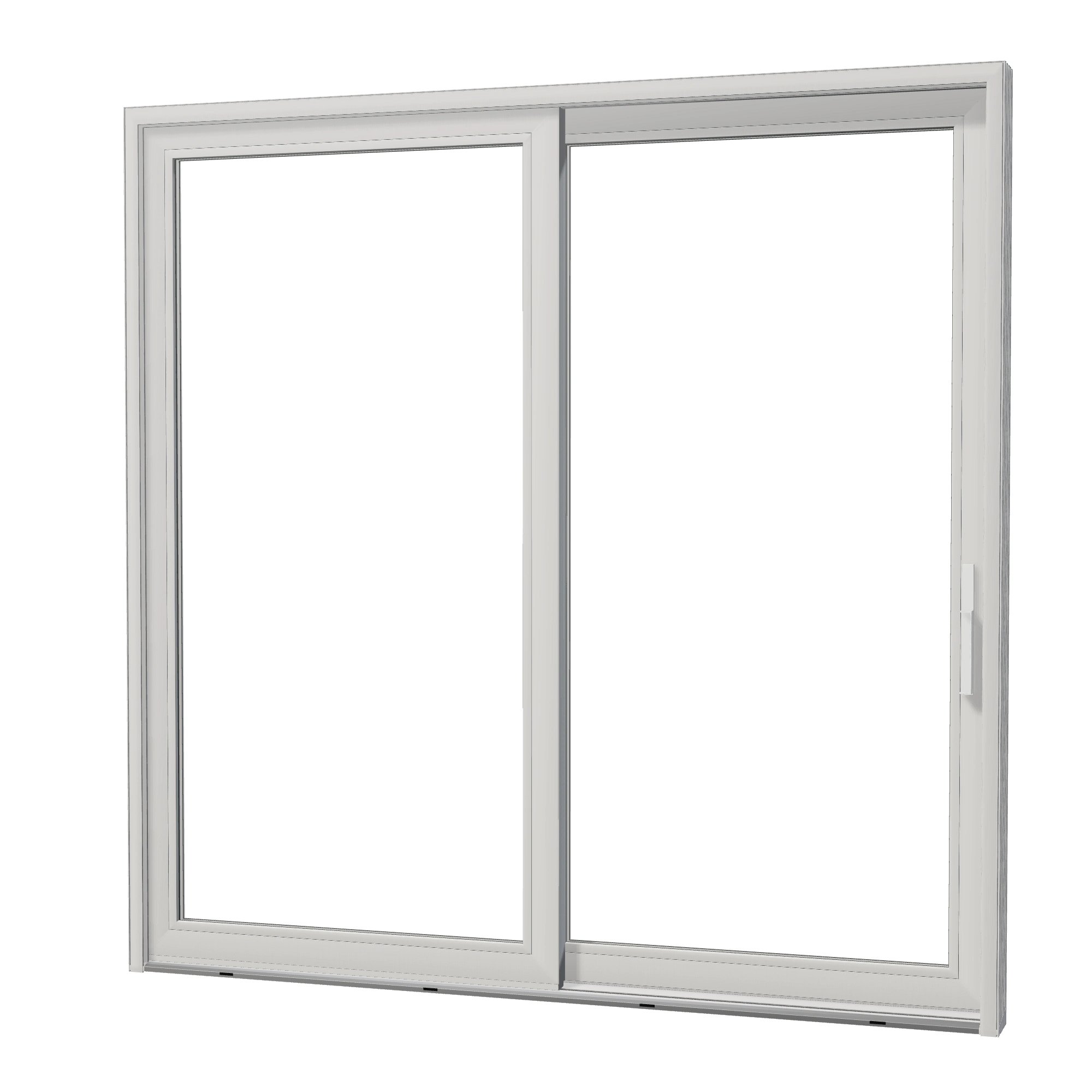 Angled exterior view of Amalfi 95.5 × 95.25 inch 2-Panel OR Vinyl Sliding Patio Door — White / White