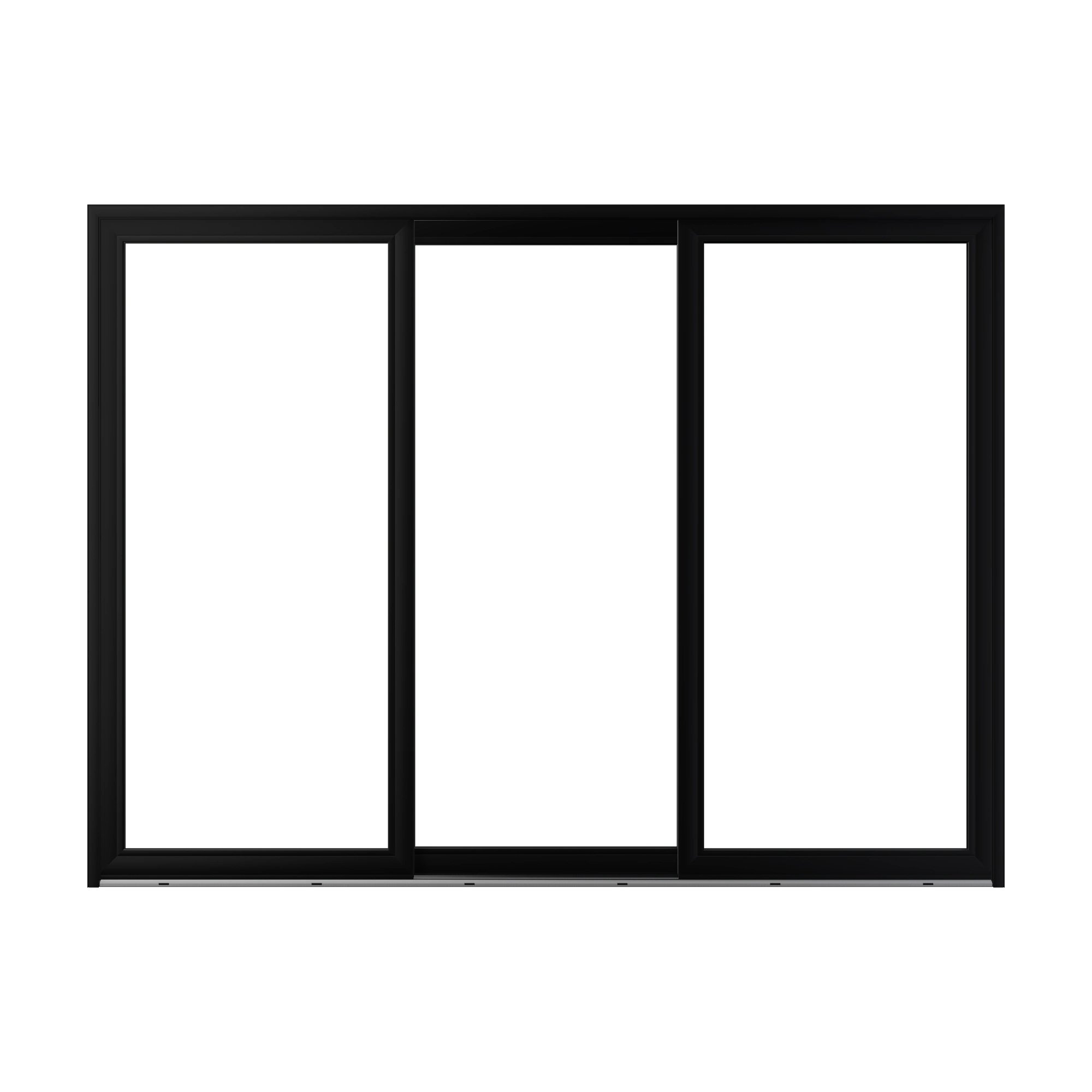 Straight exterior view of Amalfi 144 × 107.25 inch 3-Panel ORO Vinyl Sliding Patio Door — Black / White