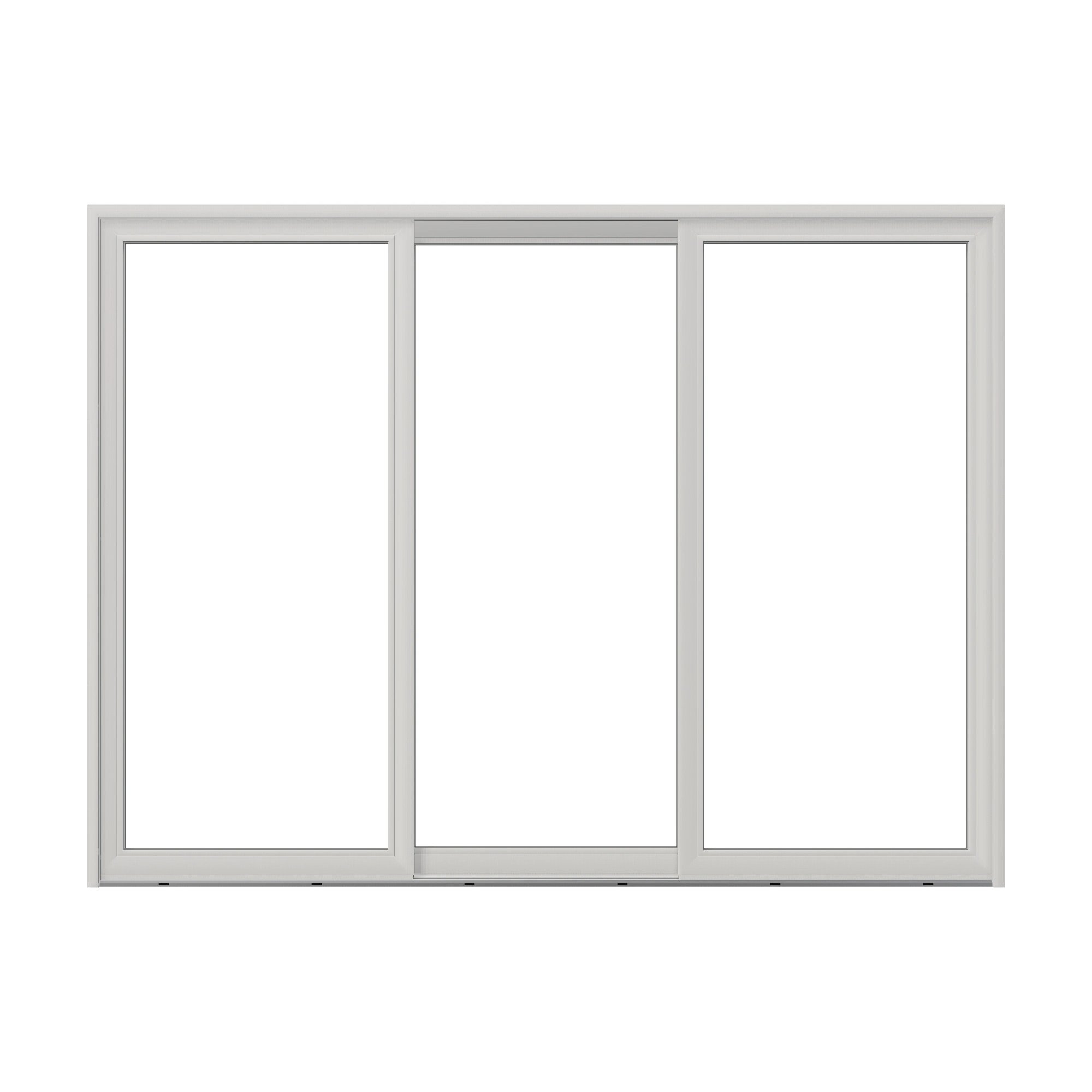 Straight exterior view of Amalfi 144 × 107.25 inch 3-Panel ORO Vinyl Sliding Patio Door — White / White