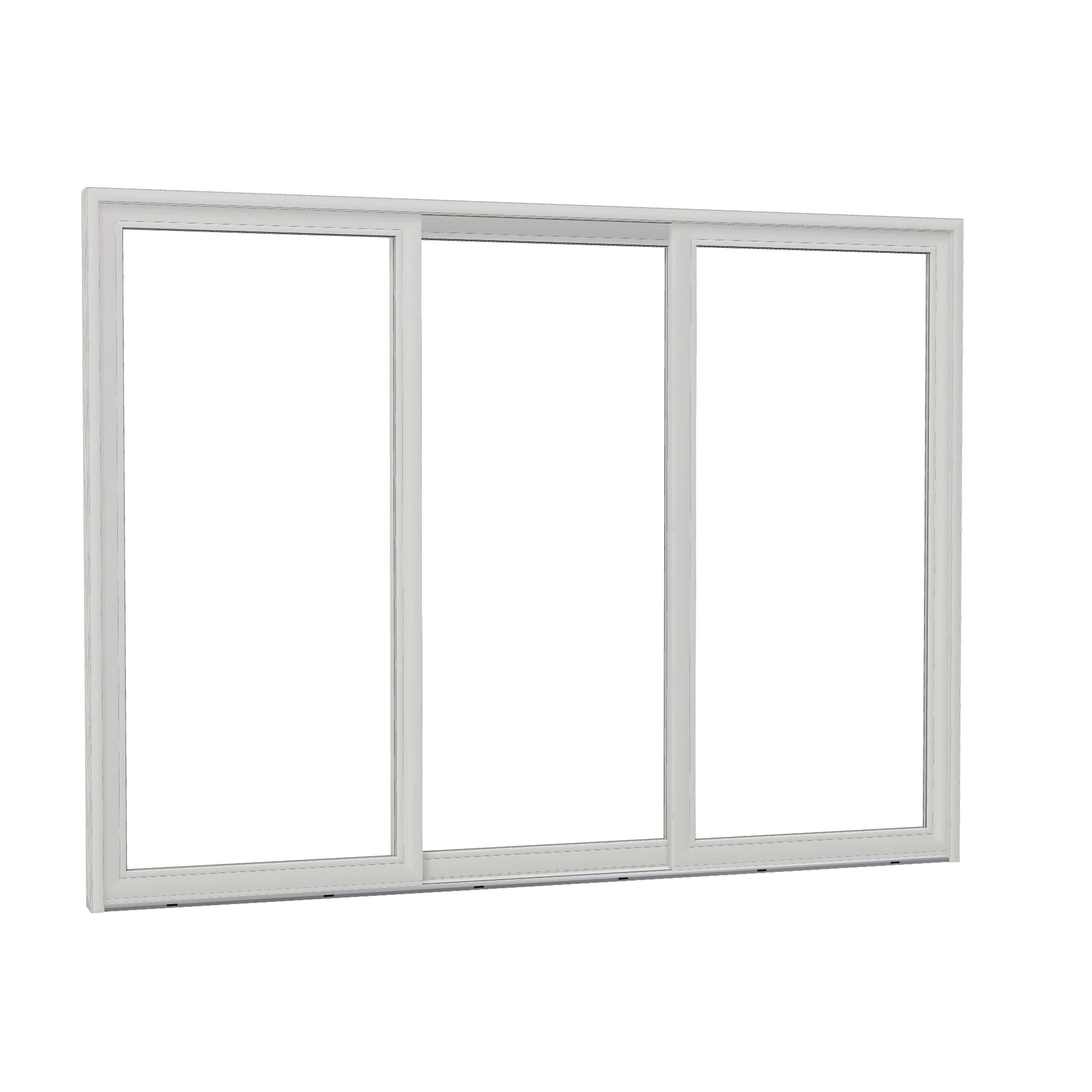 Opposite exterior angle of Amalfi 144 × 107.25 inch 3-Panel ORO Vinyl Sliding Patio Door — White / White